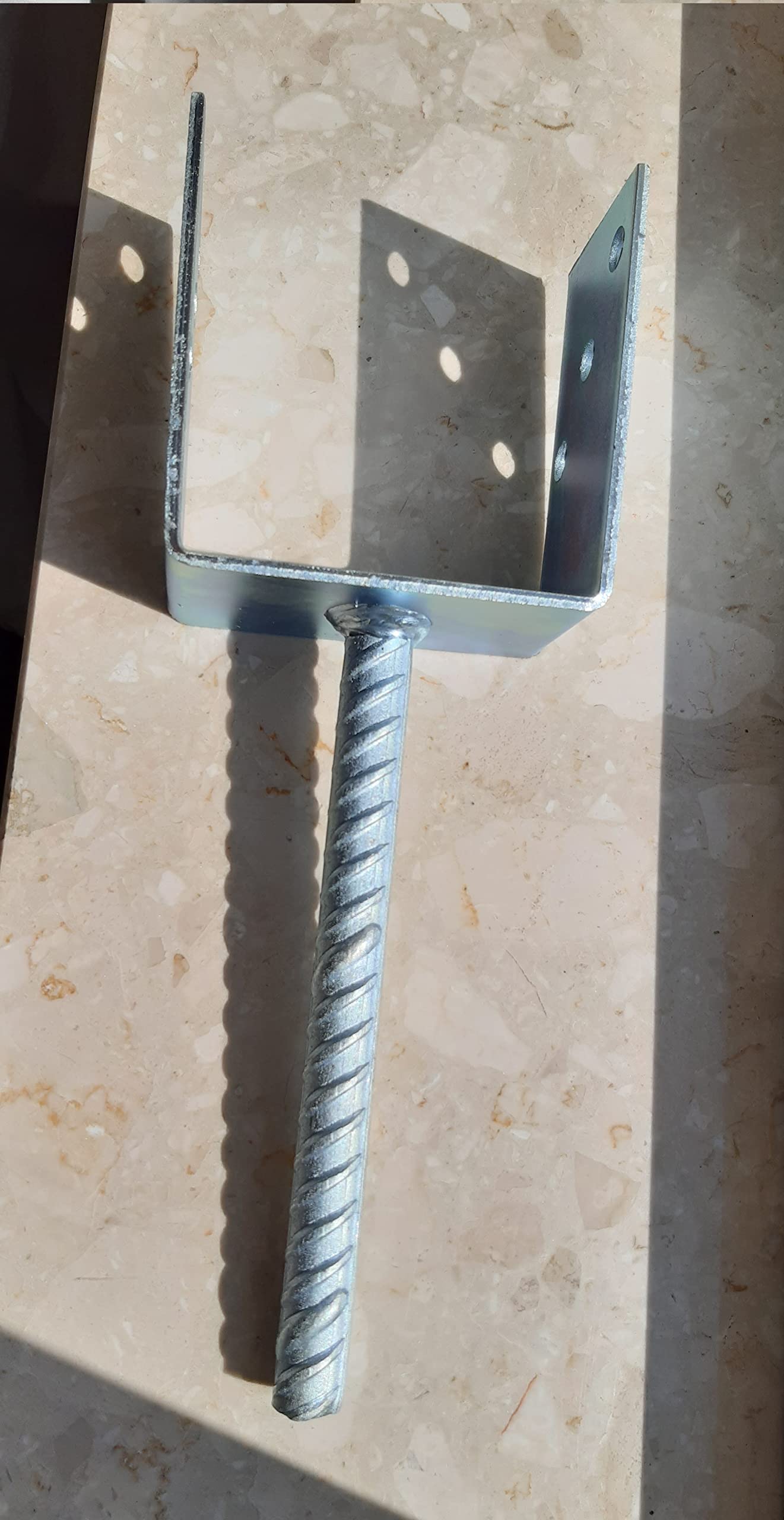 LLB Fence Posts Support U Type Pergola Brackets Extender Foot Shaped Concrete in "U" Heavy Duty Posts Anchor Tool Spikes Steel Galvanised 4mm Thick 100 x 100 x 60mm- 4 Inch x 4 Inch x 2.3 Inch