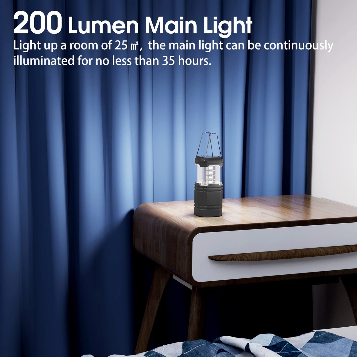 Camping Lantern, Rechargeable Camping Lights with Solar, Hand Crank and USB Charger, Collapsible Tent Light with Handles, Portable Electric LED Light for Outdoor Camping and Tent