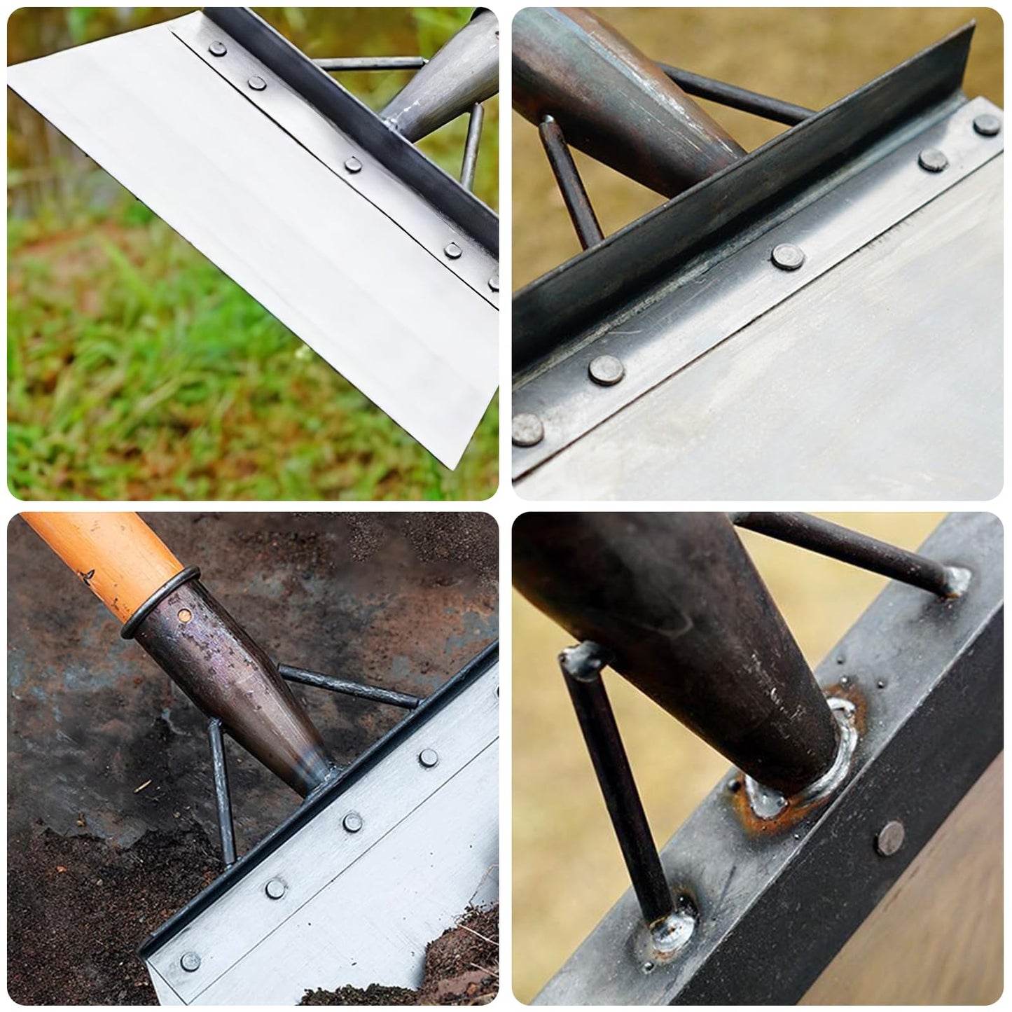 Garden Shovel, 25CM Multifunctional Stainless Steel Garden Cleaning Shovel with Gloves, Not Included Handle, Outdoor Gardening Shovel for Farm Garden Patio Weed Snow Cleaning