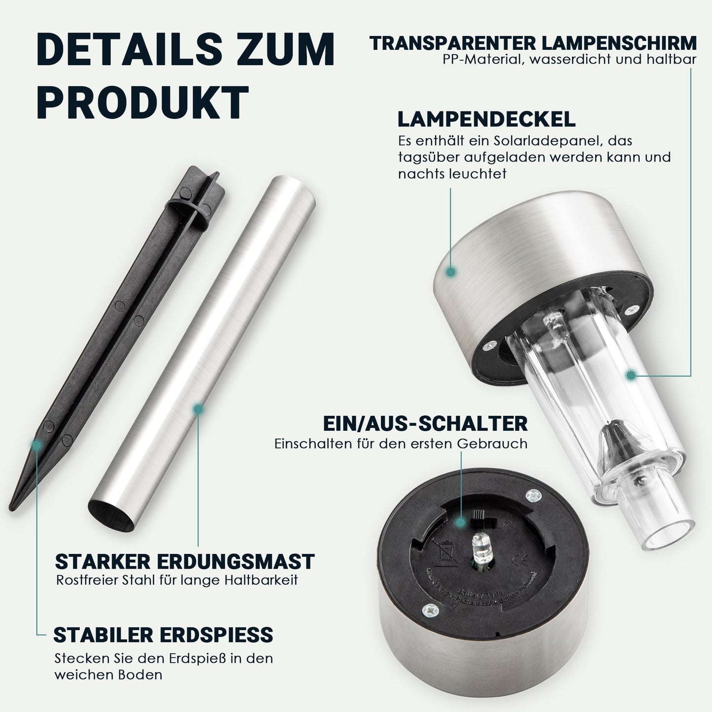 GIGALUMI Solar Lights Outdoor Garden Waterproof,12 Pack,Stainless Steel LED Solar Garden Lights for Patio, Lawn, Yard and Landscape Decor, Cold White