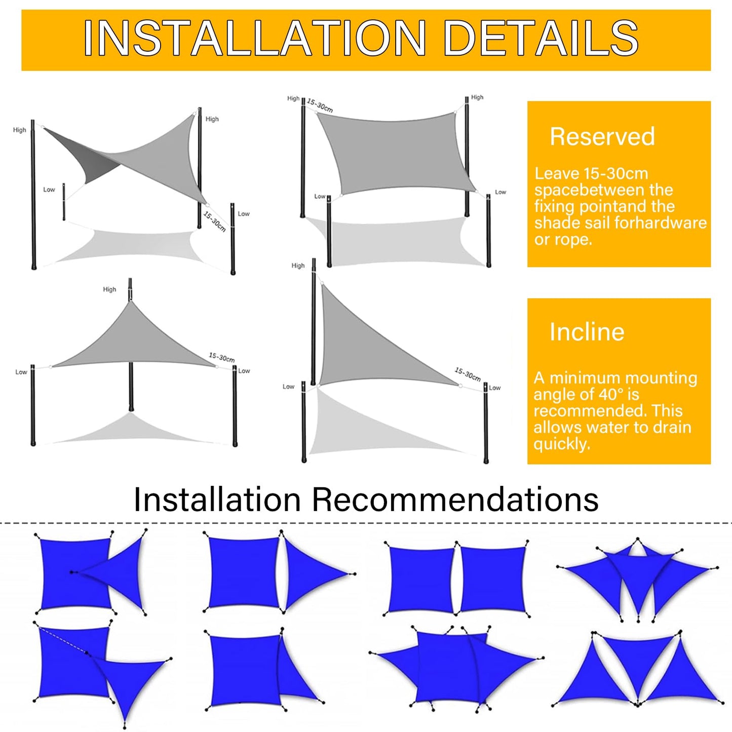 Sun Shade Sail 1m x 1m Rectangular Sunscreen Waterproof Awning Canopy, 180g/㎡ Shade Cover UV Block with Free Rope for Outdoors Activities, Garden, Patio, Yard, Party. (Gray)
