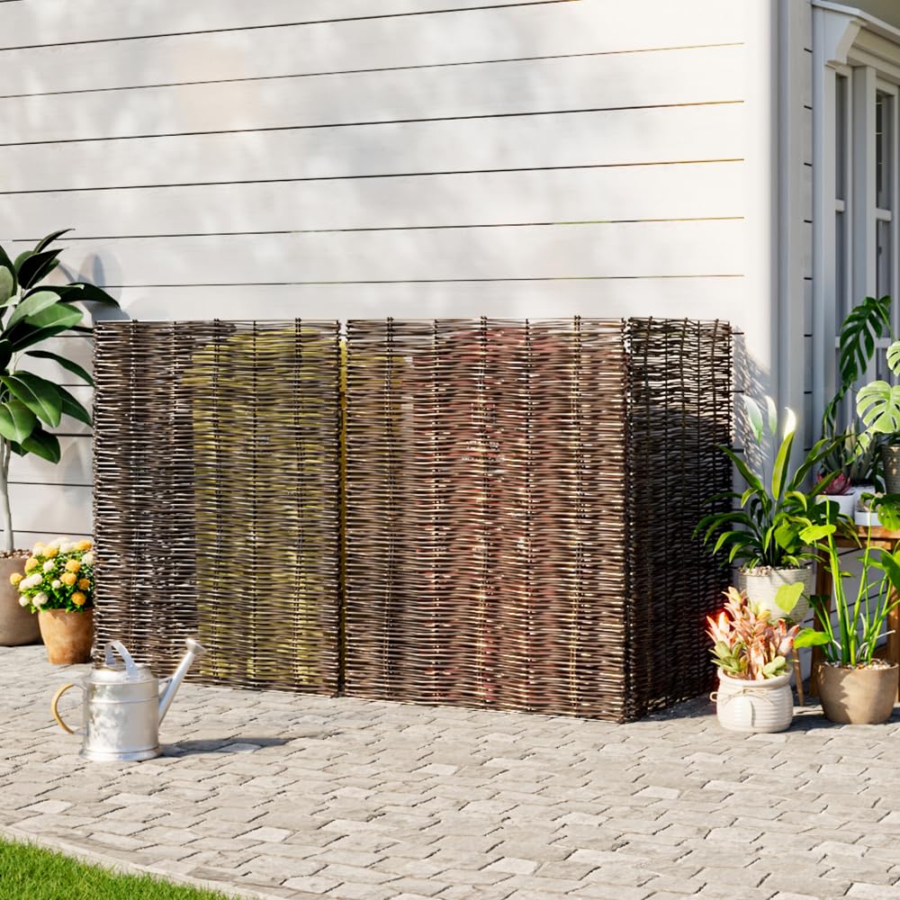 Warmiehomy Wheelie Bin Screen Willow Wheelie Bin Hideaways Triple Wheelie Bin Storage Outdoor Bin Shed 3 Wheelie Bins Screen