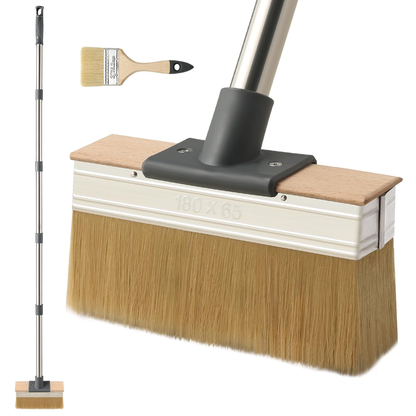 Mitclear Deck Stain Applicator with Long Handle(59IN), 7IN Decking Paint Brush with Thick Bristles, Block Staining Brushes for Outdoor Wood Floor Fence, Deck Coating, Oil Staining, Decking Paint Stain