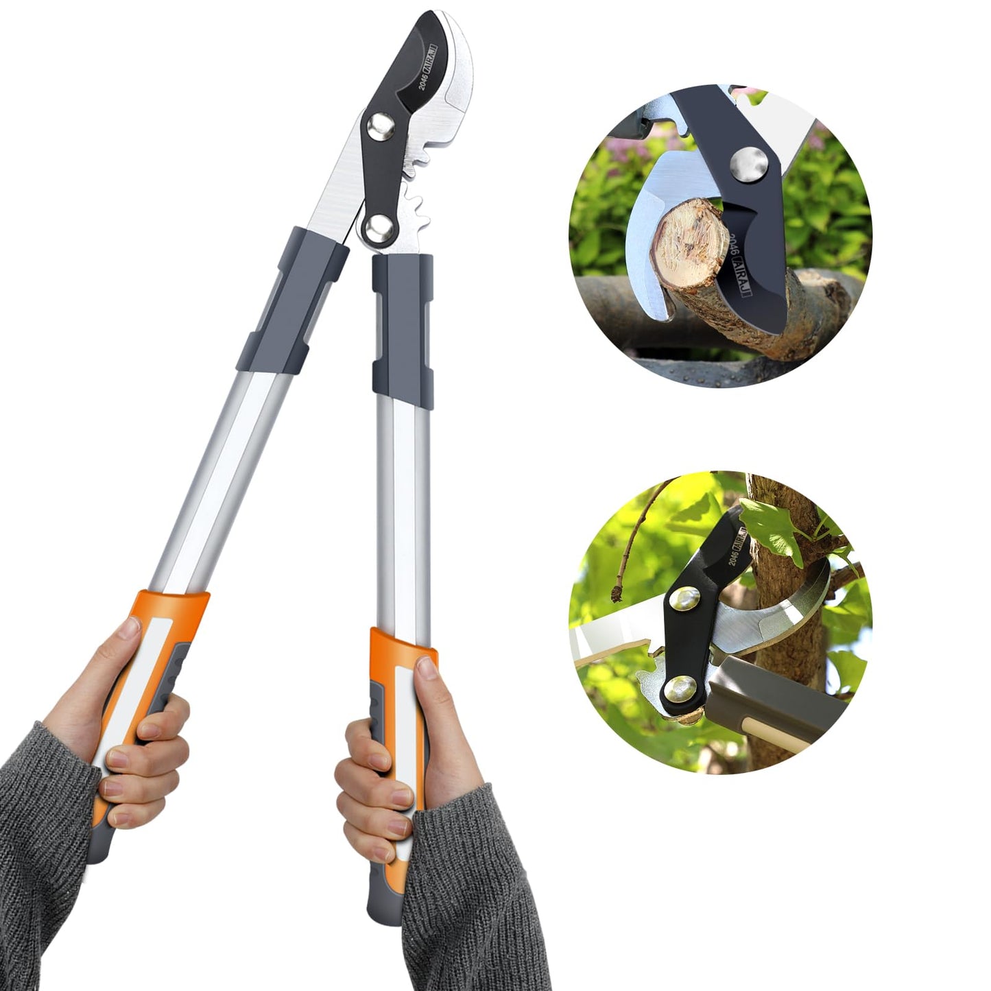 AIRAJ Bypass Loppers 43cm,Gardening Tree Loppers,Cuts 3cm Branches,Teflon Coated and SK5 Sharp Blades,Can Cut Dry and Wet Branches