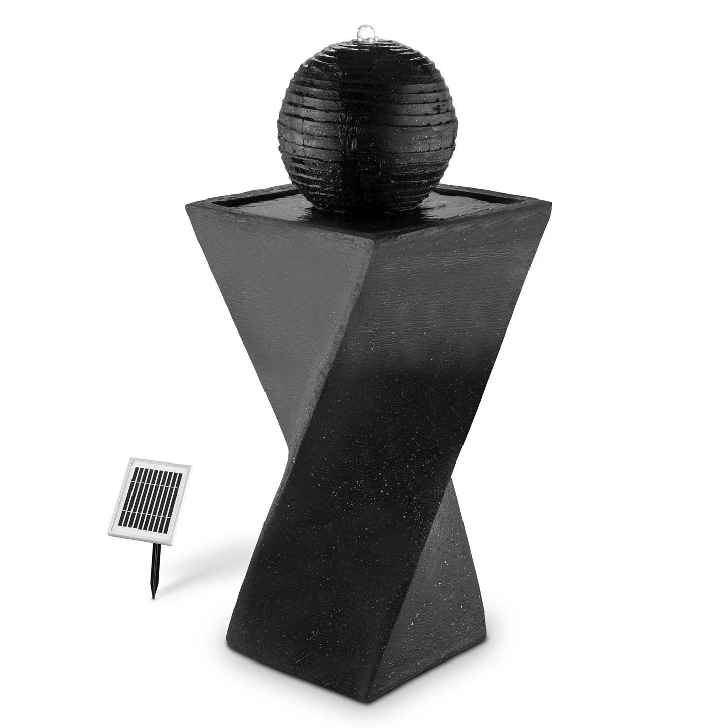 Blumfeldt Schönbrunn Sphere Fountain - Solar Power, For Gardens Terraces Green Areas, Environmental-Friendly, 2W Solar Panel, 300cm² Photovoltaic Surface, 200 l/h Pump, LED, Black