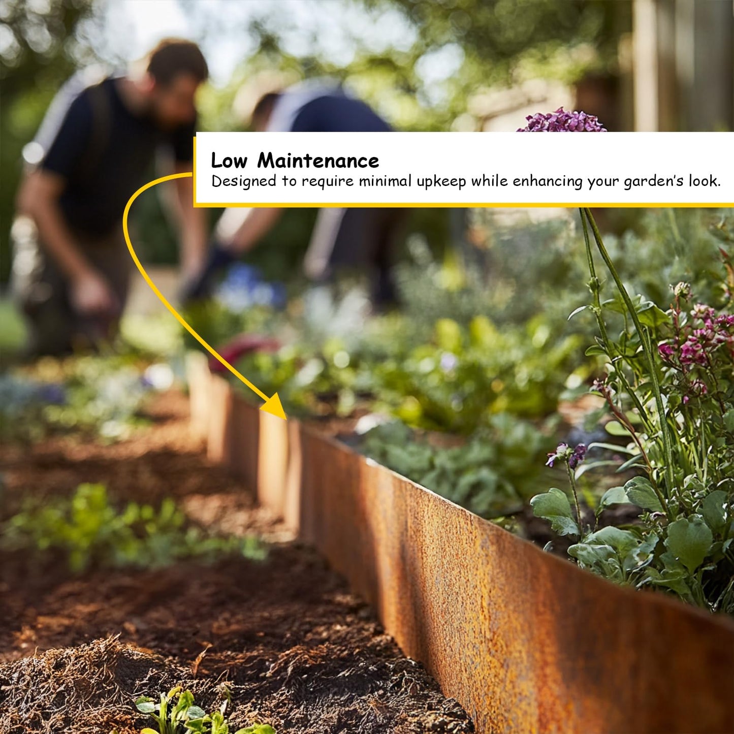 Corten Steel Metal Lawn Edging 5 Metre (16.5ft), Roll, Pre-Rusted Metal Garden Edging 14 cm High, Easy to install Garden Edge Border, Safety Gloves Included