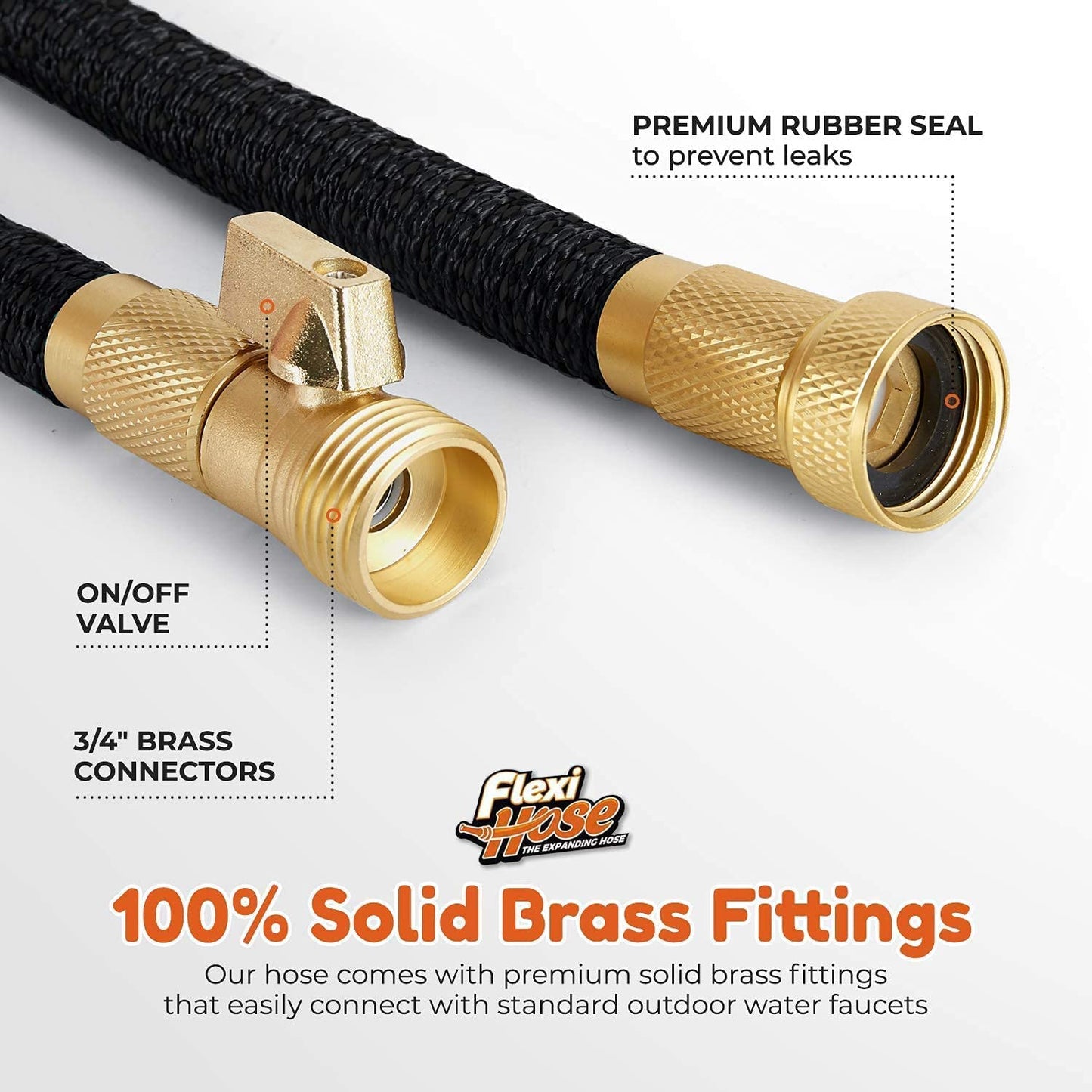 Flexi Hose Expandable Garden Hose - 100FT Heavy Duty Water Hose, Retractable Hose with 2cm Brass Fittings - Expandable Hose Design Includes Spray Nozzle (Black 30 Metres)