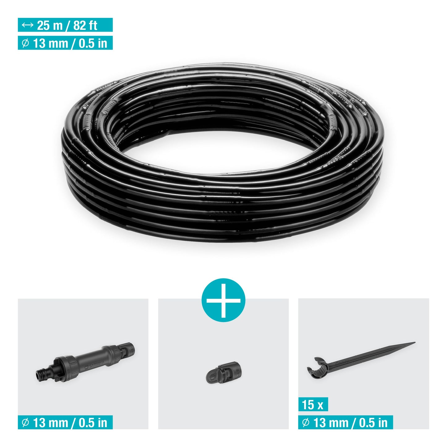 Gardena Micro-Drip-System Drip Irrigation Set Hedges/Bushes (25 m): Starter set, ready to use, water-saving irrigation system, simple & flexible connection technology (13500-20)