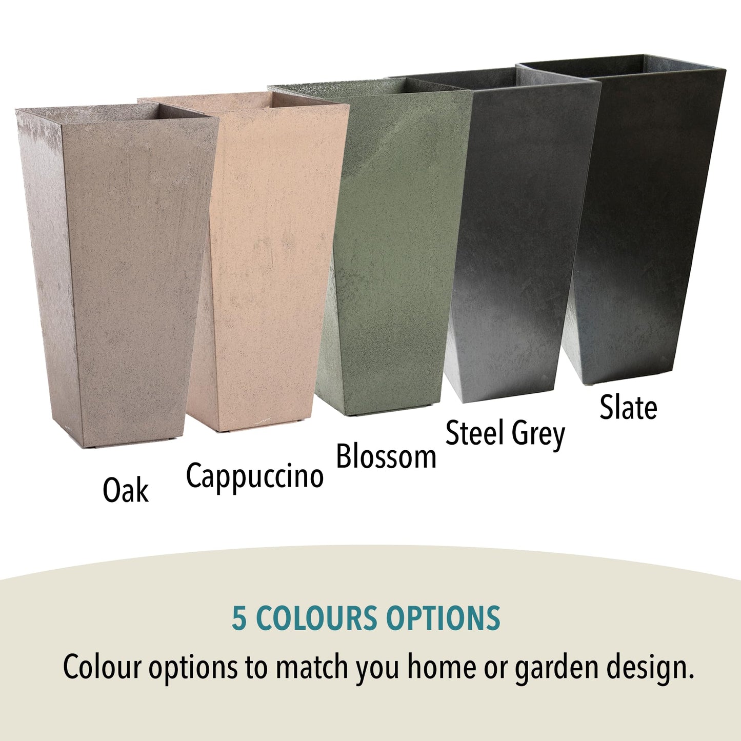 Rugs and More Recycled Rubber Tyre Planters With Self-Watering Reservoir - Weather-Resistant, Unbreakable & Eco-Friendly Plant Pots For Indoor & Outdoor Use (50cm - Oak)