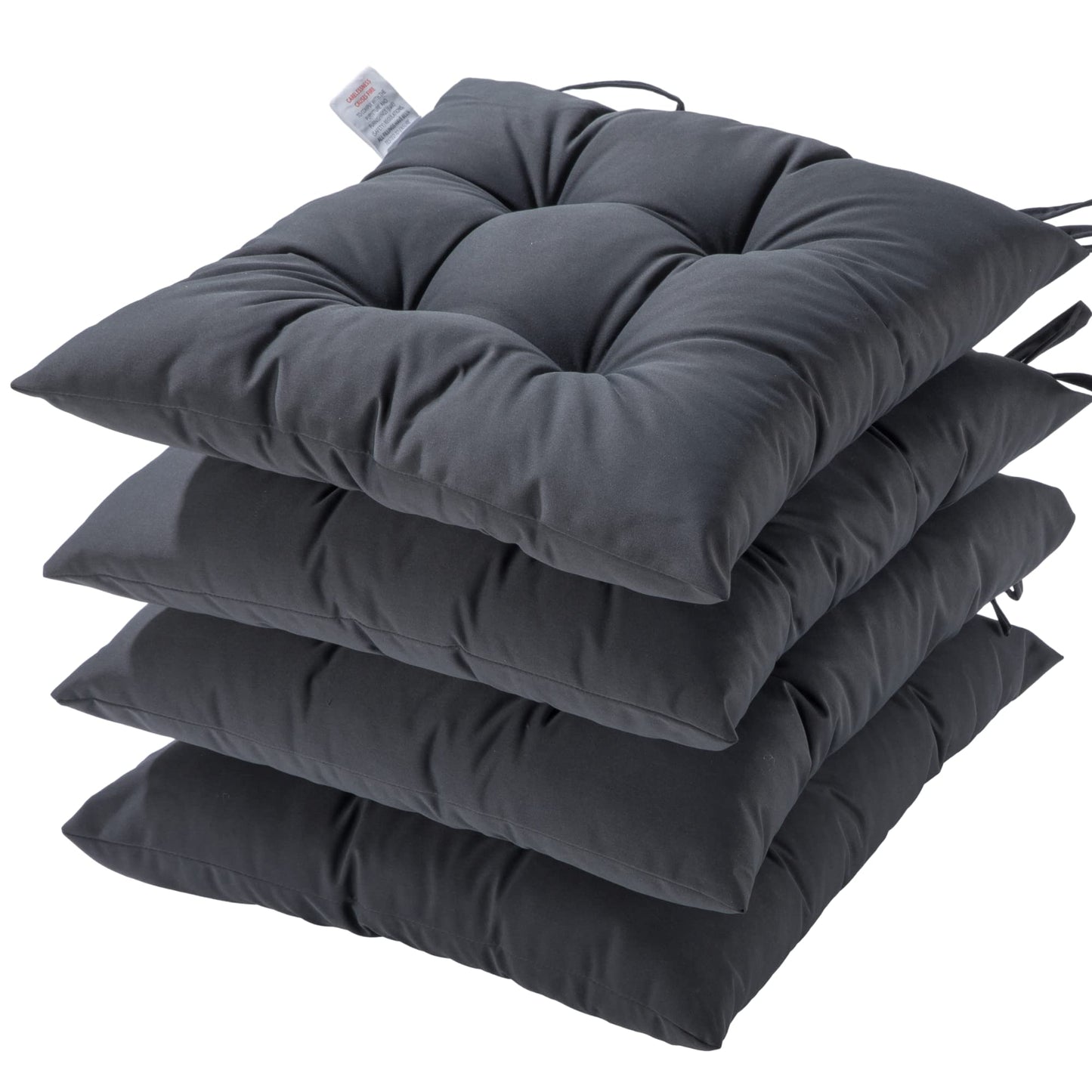 HAMO Garden Chair Cushions Outdoors Seat Pads, Set of 4, 40x40 cm, 16x16 inches (Graphite)