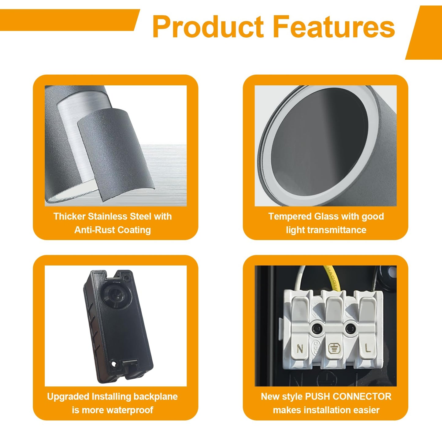 Kerry Outdoor Wall Lights, IP65 Waterproof Up Down Outside Lighting Mains Powered with Push Connector, Anthracite Grey Stainless Steel Wall Sconce, External Wall Mount Lamp for Front Door (Bulb Excl.)