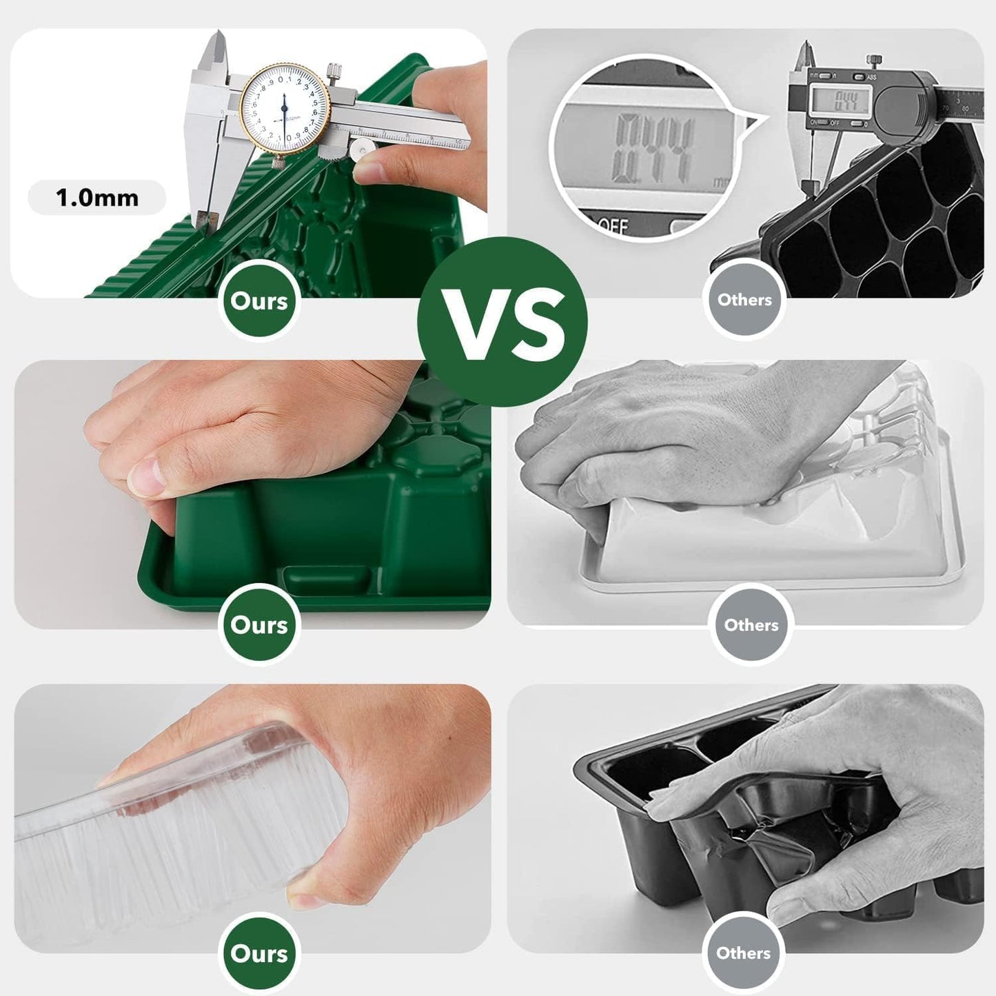 YAUNGEL Seed Trays, Thicken Propagator XL Growing Seedling Starter Durable Growing Trays with Humidity Vented Domes and Base for Greenhouse & Gardens, 4 Pack 160 Cells, Green