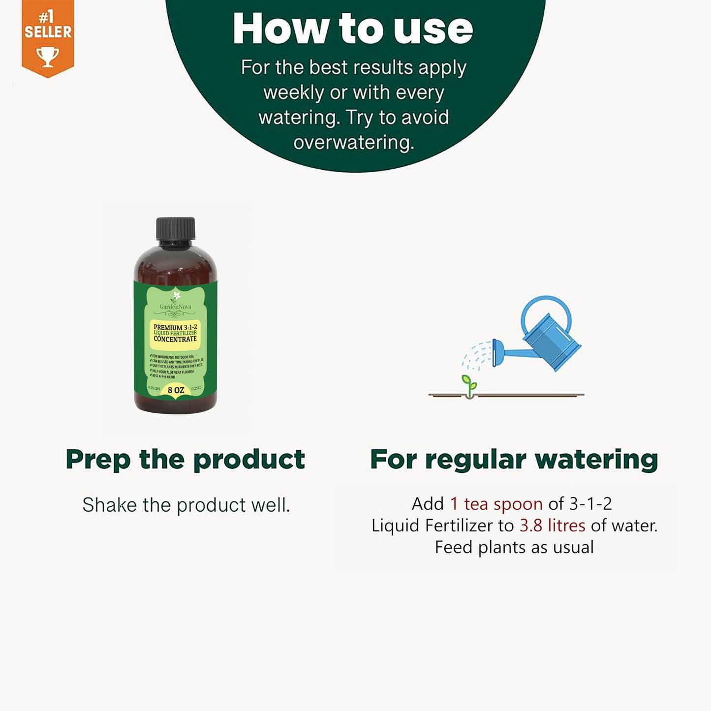 Premium Liquid Monstera Plant Fertilizer - 3-1-2 Concentrate for Indoor Plants and Flowers by GardenNova | Organic Plant Food for Monstera - 8oz