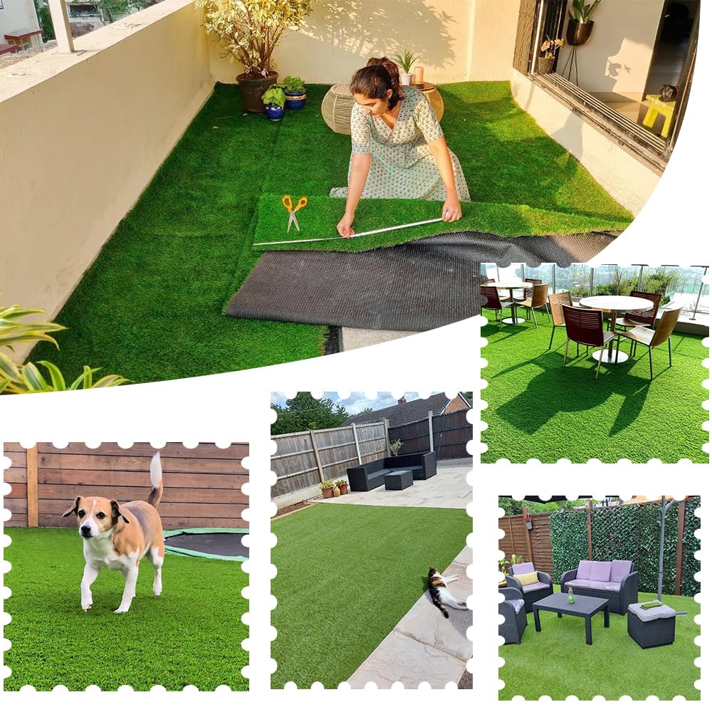 Petgrow Artificial Grass 35mm Realistic Turf Lawn Synthetic with Drainage Holes Dog Grass Mat Garden Backyard Patio Balcony (1M × 2M)