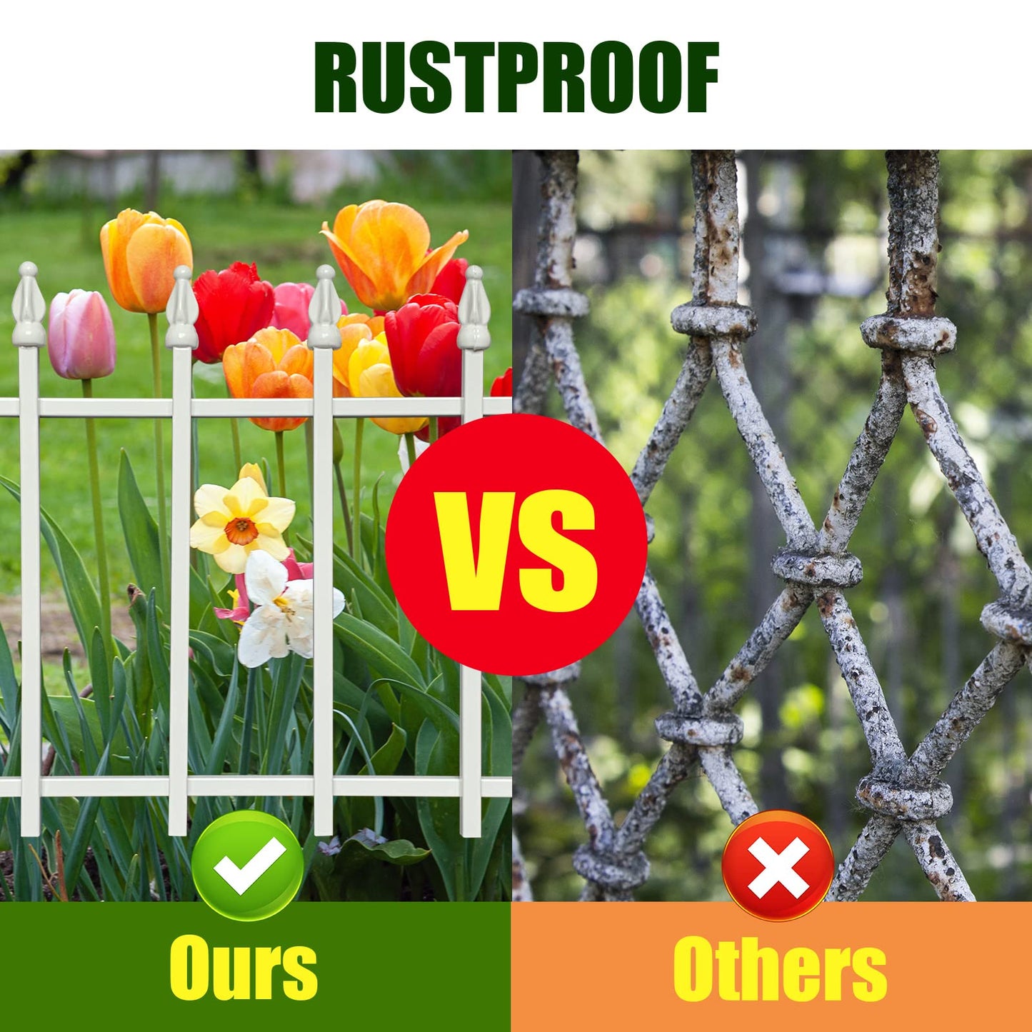 Thealyn Metal Decorative Garden Fence 57cm Wide x 45cm High (5 Panels, Total Length 2.8m), Metal Fence Panels, Landscape Fencing for Flower Bed, Trees, Animal Barrier