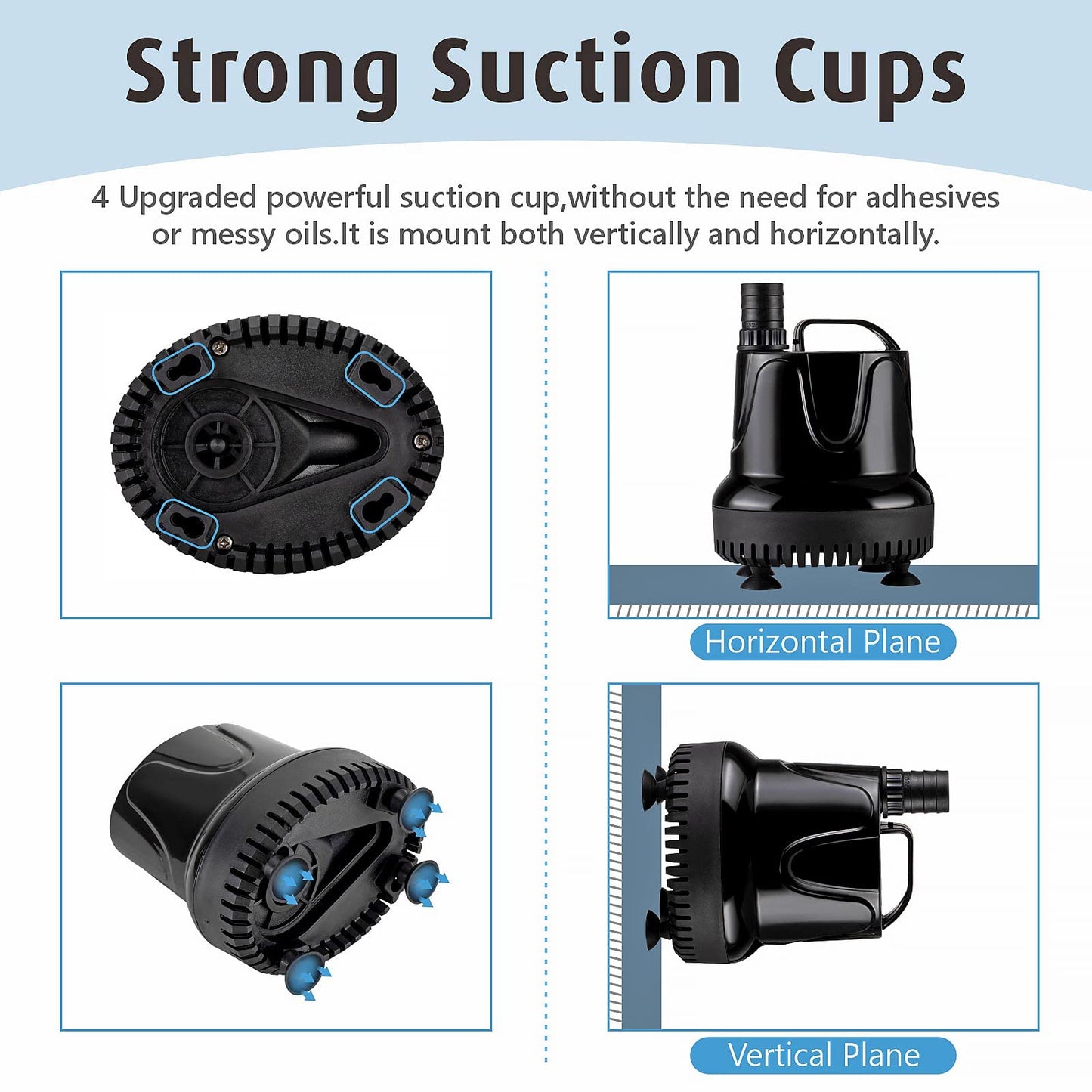 hygger Submersible Water Pump,2500L/H 60W Aquarium Water Pump,Ultra Quiet Fountain Water Change Aquarium Water Feature Pump Fish Tank Circulation Pump with 3 Nozzles,for Pond Garden Fish Tank