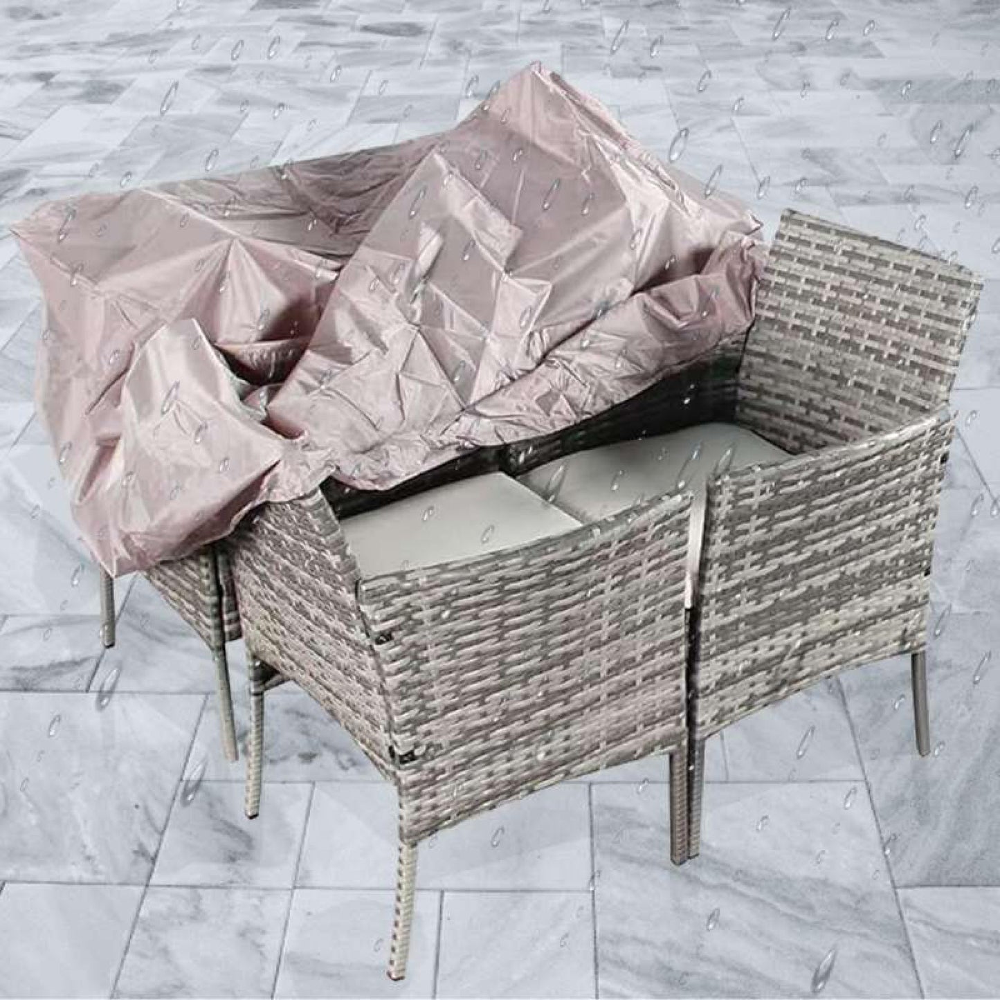 COSMO BUY 4 Piece Rattan Garden Furniture Set Outdoor Patio Sofa, table and chairs garden table Ideal for Pool Side, Balcony, Outdoor and indoor Conservatory Patio Set (Grey with Rain Cover)