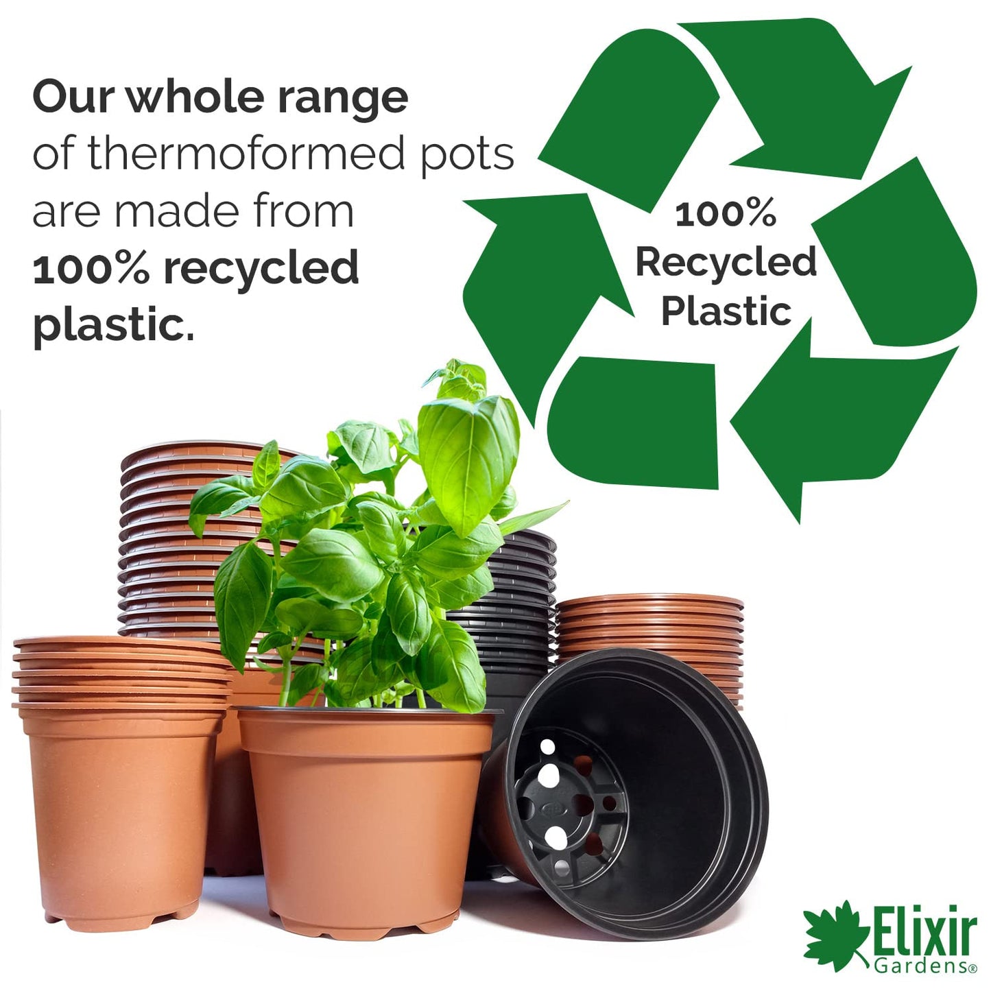 Elixir Gardens 9cm Thermoformed Seed Starting Seedling Terracotta Recycled Plastic Plant Pot/Flower Pots x 100…