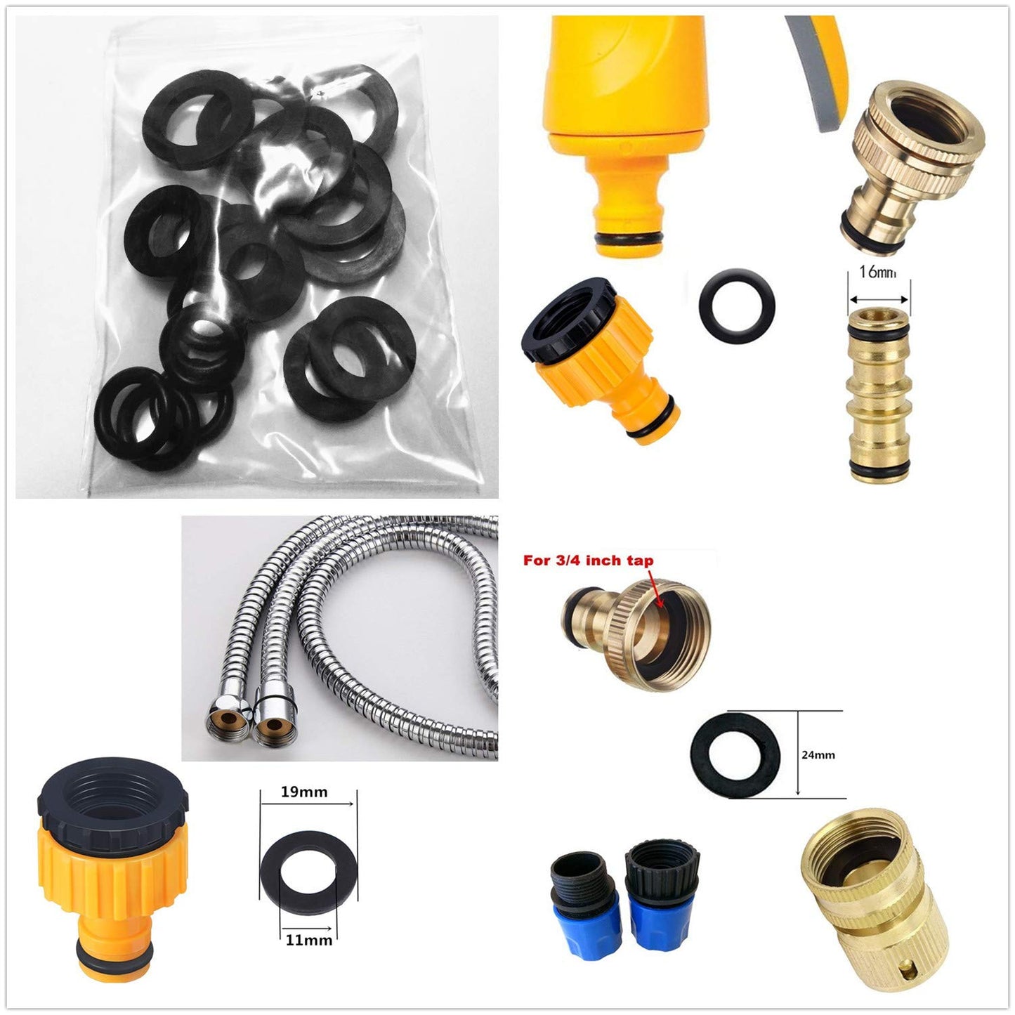 TOPWAYS 6 pack Hose Repair Connector, Quick Fix Extend Connector for 1/2" Graden Hose Pipe (Yellow)
