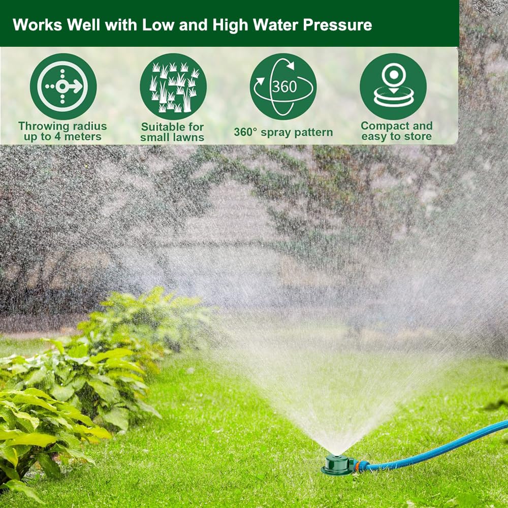 FANHAO 2 Pack Metal Lawn Sprinkler for Yard, Automatic Garden Sprinkler Heavy Duty Lawn Irrigation System, 360 Degree Small to Medium Area Coverage for Lawn Grass Patio Garden Irrigation