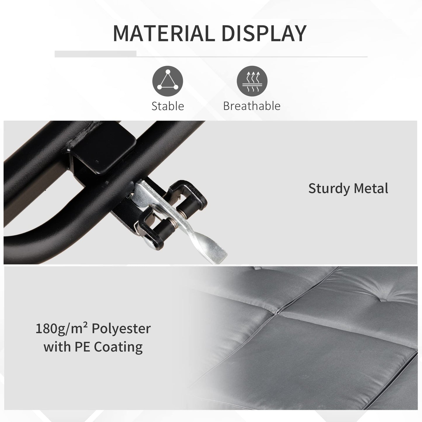 Outsunny 3 Seater Canopy Swing Chair Porch Hammock Heavy Duty 2 in 1 Garden Bench Lounger Bed with Metal Frame, Removable Cushion - Dark Grey