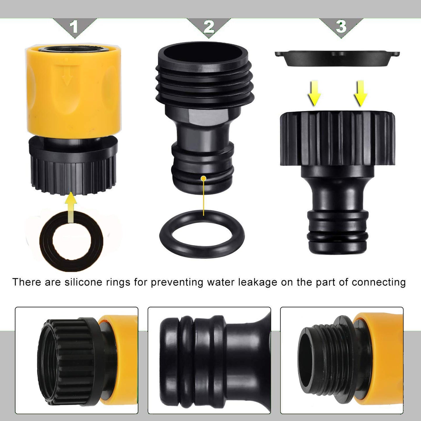 Garden Hose Connector Kit 20 Pack: Nozzle, Repair, Quick Connect, Y Splitter, Threaded Adapter, Male and Female Connectors, 2 Way Tap, Universal Faucet
