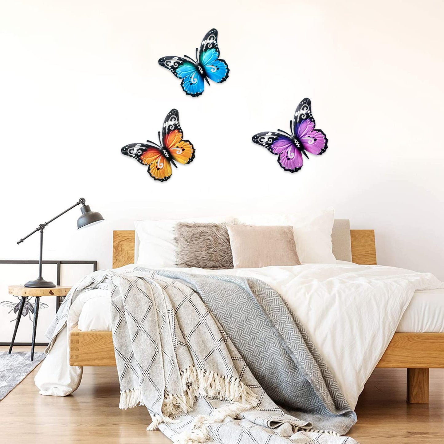 VEGCOO Large Metal Butterfly Garden Decorations Fence Decorations Outdoor Large Garden Ornaments Garden Wall Art for Outdoor Garden Fence Sheds Wall(Blue)