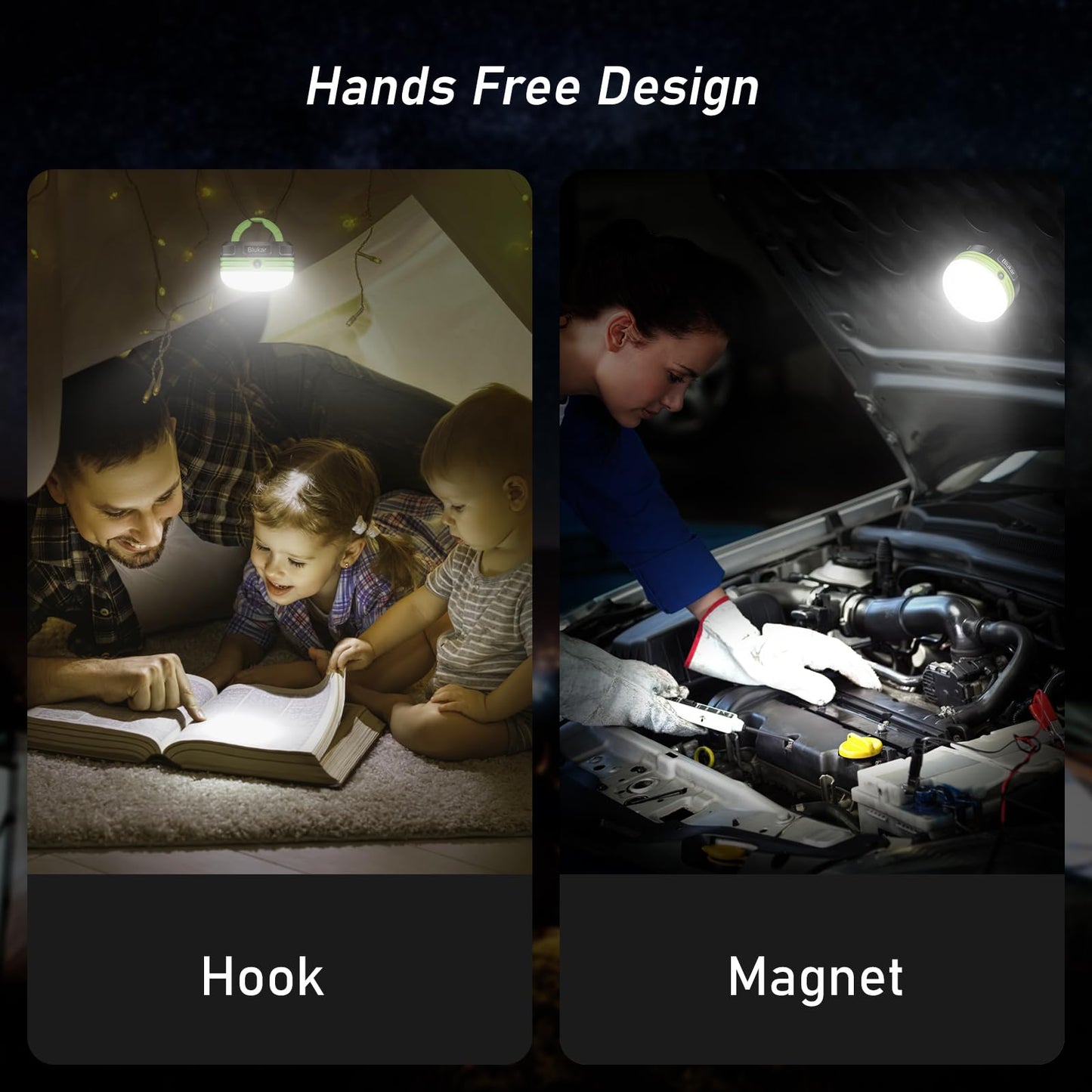 Blukar Camping Lantern, LED Outdoor Lights, Tent Lamp Battery Powered, Water Resistant 3 Modes Emergency Lamp for Outdoor Activities, Emergency, Fishing, Hiking etc. - 3 AA Batteries Included