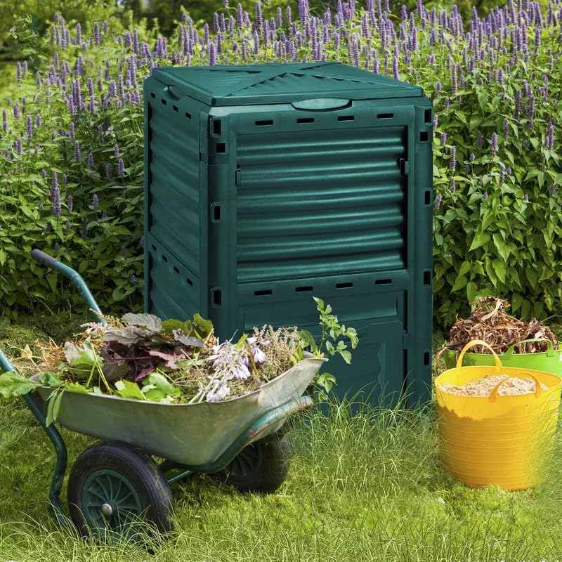 300L Outdoor Garden Compost Bin, Organic Waste Converter Bin,Green Plastic Eco Friendly Converter,Organic Waste Converter Composter,Recycling Storage Bin for Garden