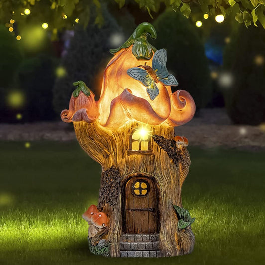 THE ENCHANTED GARDEN Fairy House Pink Flower Ornament Outdoor Decoration Fairy Garden Accessories Statue Elf Pixie Fairies Home