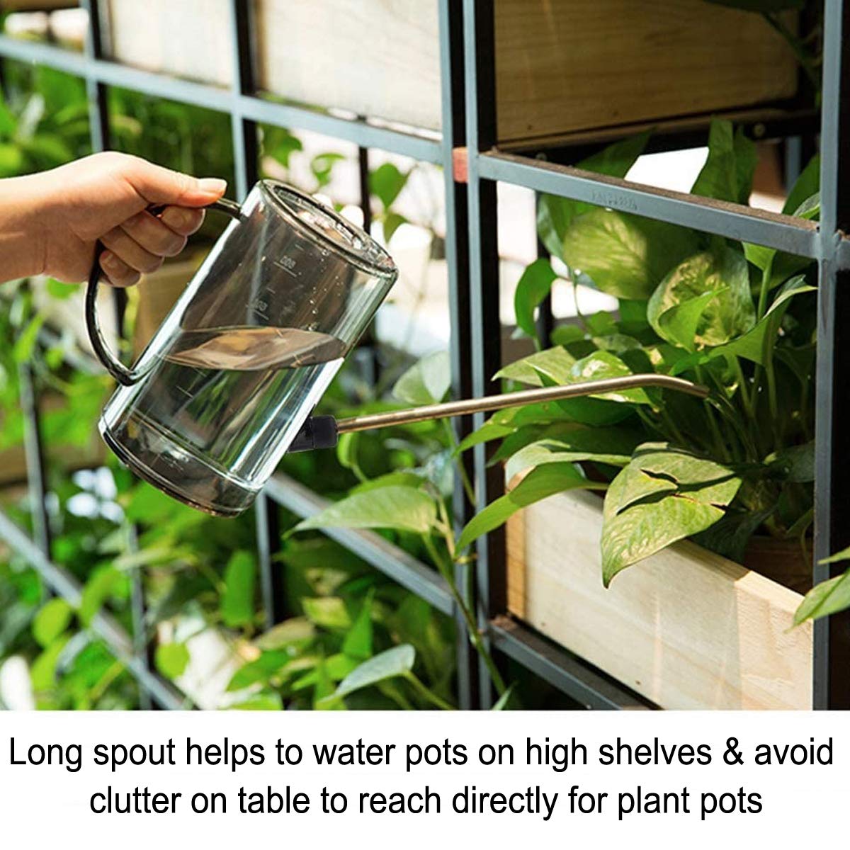 Jardineer Plant Watering Can Indoor - Watering Pot Long Spout with Spray Bottle and Automatic Watering Globes for Watering Indoor Outdoor Plants Flowers (1L Grey)