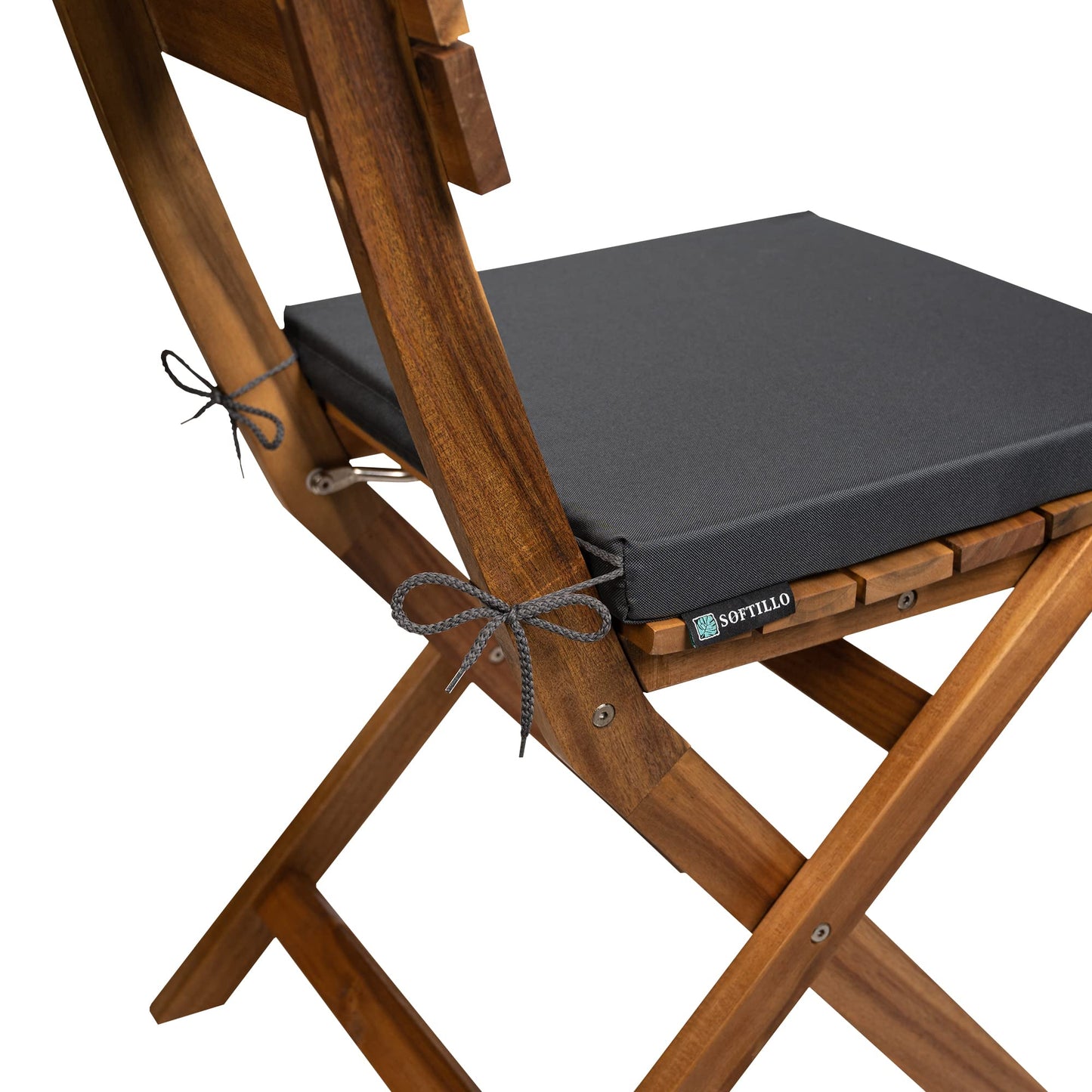SOFTILLO Waterproof Chair Cushion With Ties Seat Pads Cushion Pad Indoors Outdoors Water Resistant Material Kitchen Dining Living Room Patio Garden Office Coffee Shop Foam Graphite 40x40x4cm