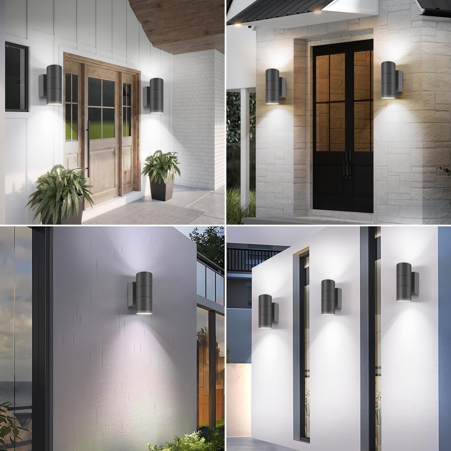 Kerry Outdoor Wall Lights, IP65 Waterproof Up Down Outside Lighting Mains Powered with Push Connector, Anthracite Grey Stainless Steel Wall Sconce, External Wall Mount Lamp for Front Door (Bulb Excl.)