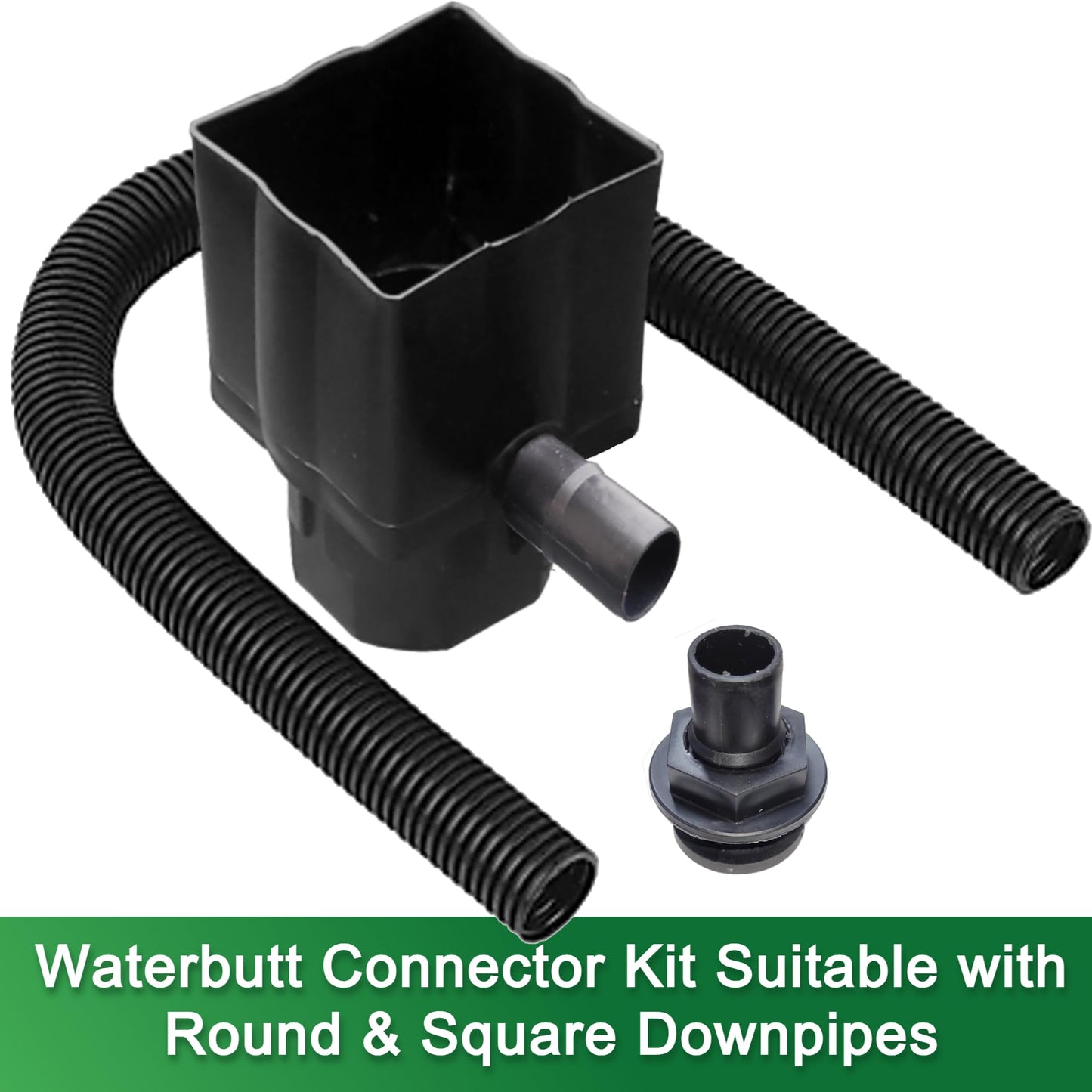 Water Butt Diverter Kit Downpipe Waterbutt Filler Kit Fits Both Round & Square Downpipes - Connect Downpipe to Water Butt with 1 Metre Connector Hose