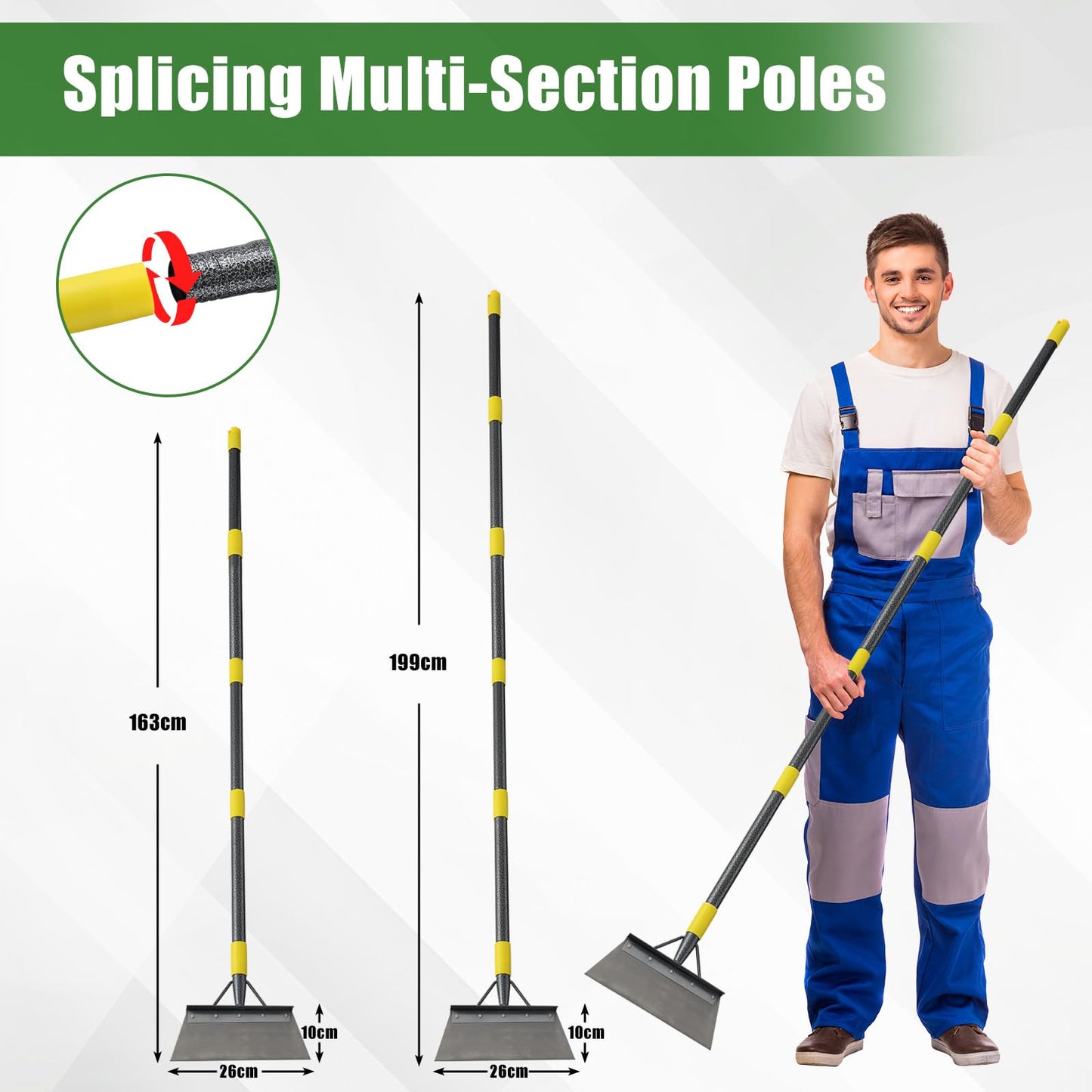 Garden Shovel Tool, 152 cm Long Multifunctional Garden Cleaning Shovel, Heavy Duty Floor Scraper Long Handle,Metal Weeding Scraper for Lawn Edging, Snow Ice Removal Tool