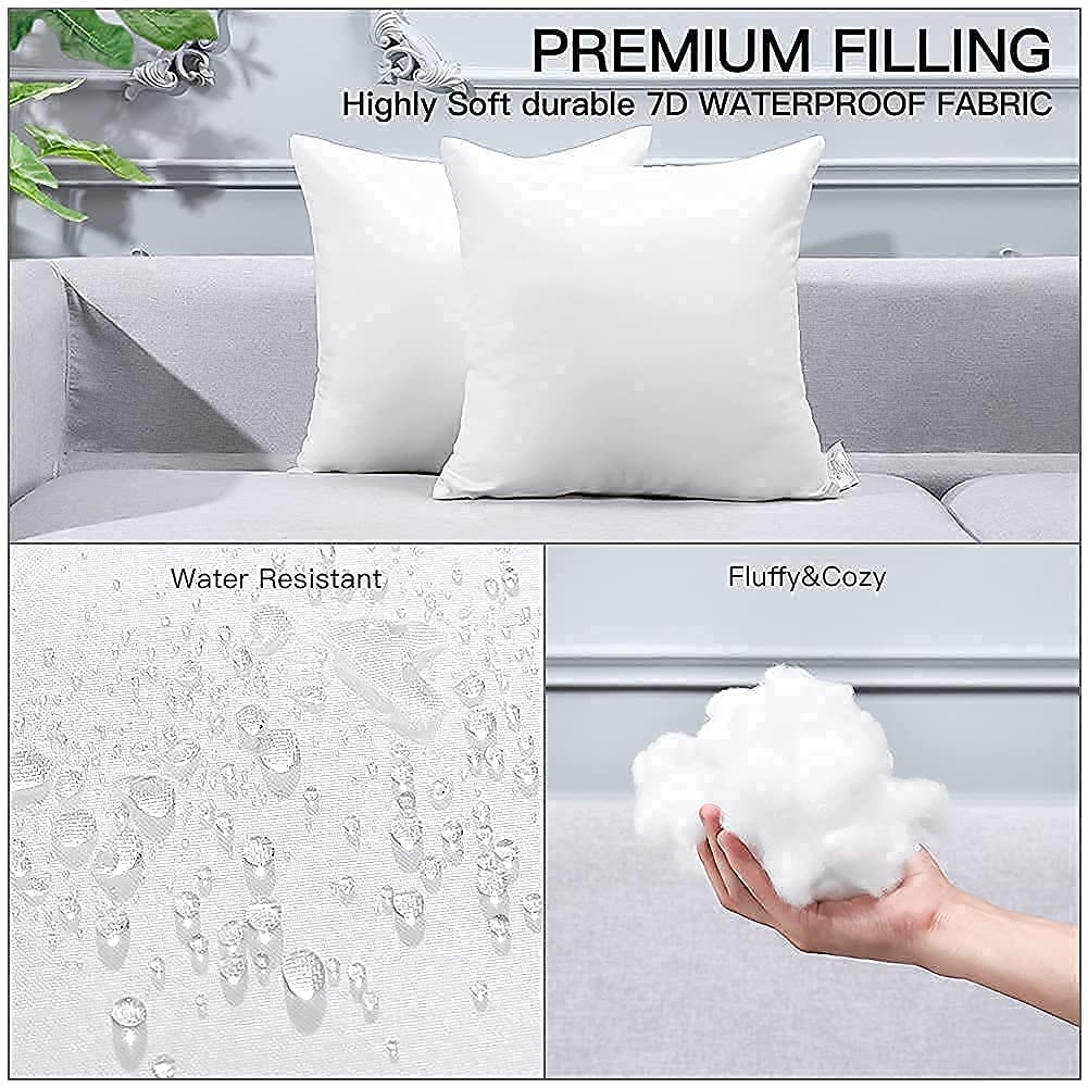 JOTOM Outdoor Cushion Inserts 45x45cm Waterproof Premium Cushion Inner Pads 18"x18" Pillow Filling Set of 4 Decorative Square Pillow Inserts Sofa Pillow Stuffer Patio Garden Blench Couch Bed Cushions