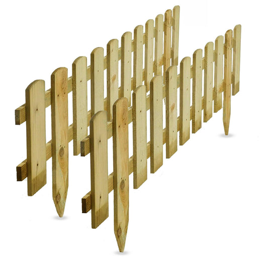 rightclick Pack of 2 Natural Garden Wooden Picket Fence Panels Decorative Outdoor Garden Patio Lawn Pathway Backyard Wood Fence Panels Weather Resistant Wooden Garden Edging Fence Panel