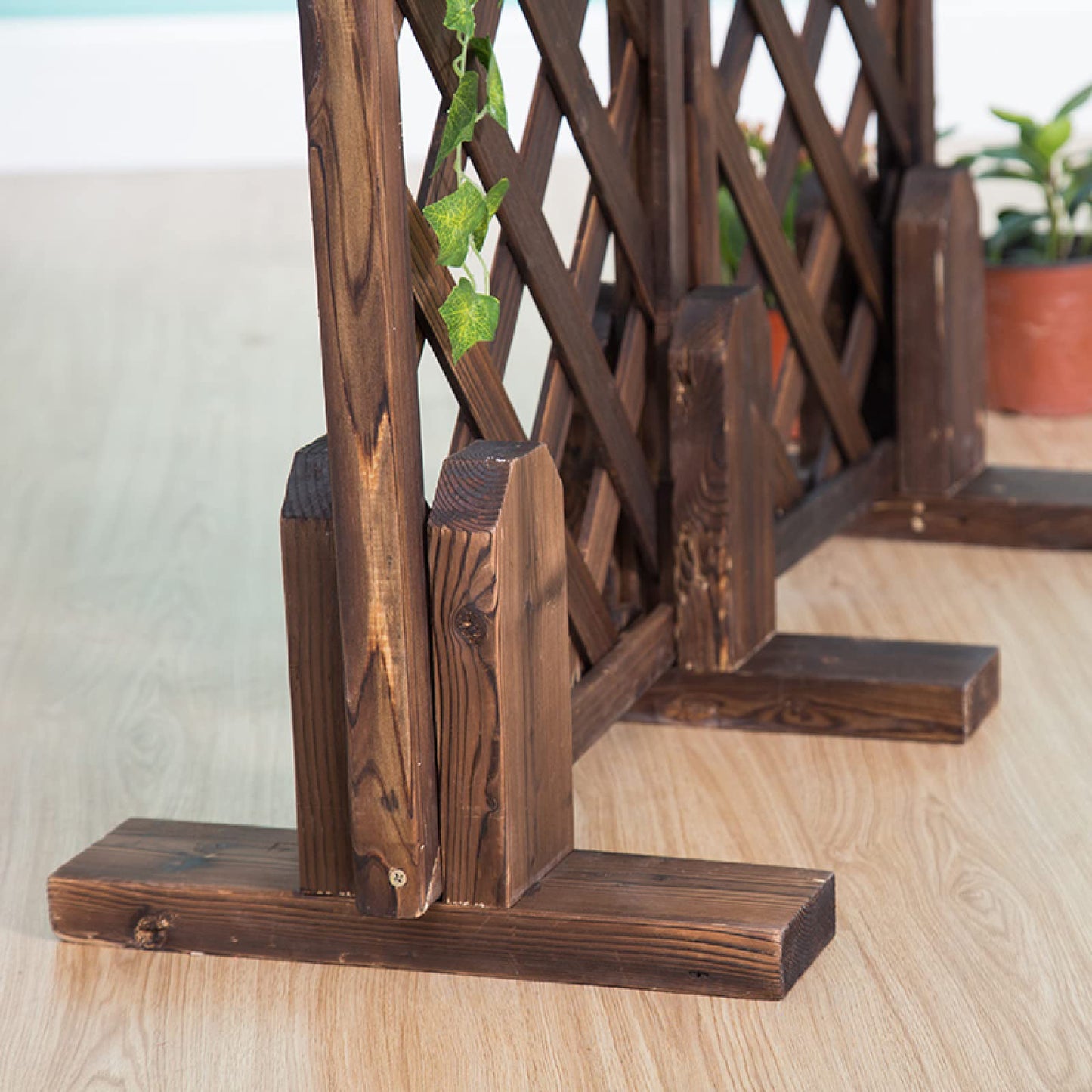 HHWEA Movable Fence Decorative Privacy Fence Square Trellis Panels Wooden Suitable As Privacy Fence Screen Decoration For Backdrop, Indoor, Outdoor, Home Office,60x150cm(23.6x59in)