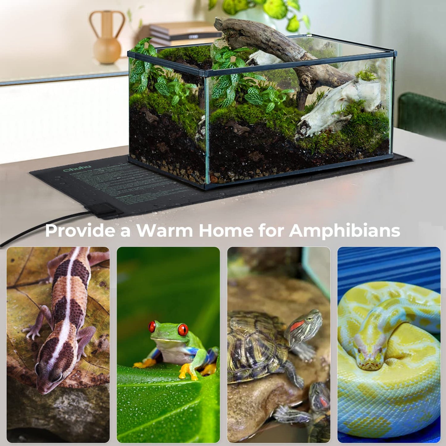 Ohuhu Seedling Heat Mat Heated Propagator 2 Pack, Plant Heating Mat Plant Warm Mat IP67 Waterproof, 21W Hydroponic Heating Pad Greenhouse Heating Pad for Seedling and Germination 10"x 20.75"