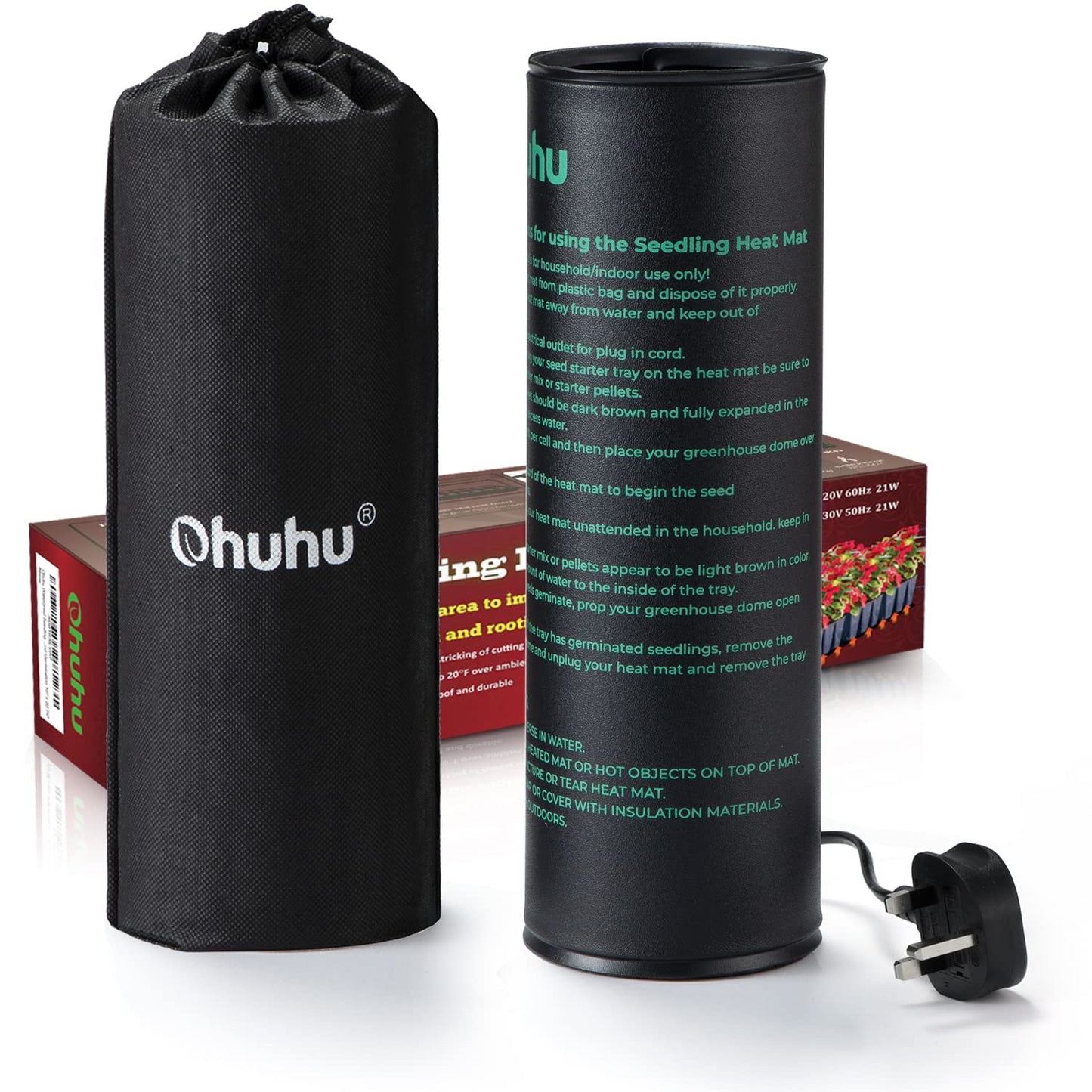 Ohuhu Seedling Heat Mat Heated Propagator 2 Pack, Plant Heating Mat Plant Warm Mat IP67 Waterproof, 21W Hydroponic Heating Pad Greenhouse Heating Pad for Seedling and Germination 10"x 20.75"