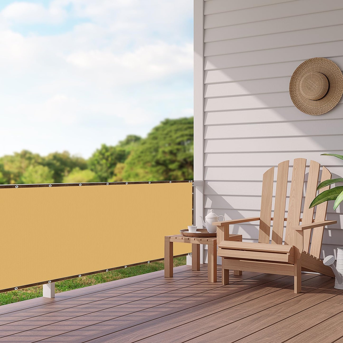 LYCN Garden Privacy Fence Screening, 2x10 m HDPE Privacy Netting Sunblock Shade Cloth Mesh Net Cover, Green