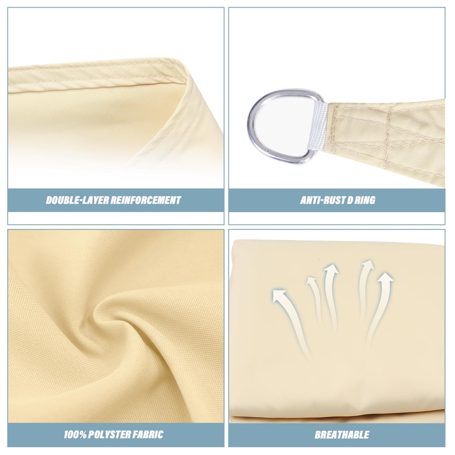 YedZen Rectangle Sun Shade Sail, 3x4m Off-White Waterproof Sunscreen with 304 Fixing Kit Awning Canopy, 420D Fabric 95% UV Block Sunscreen Awning Canopy with Free Rope for Outdoor Garden Patio Camping