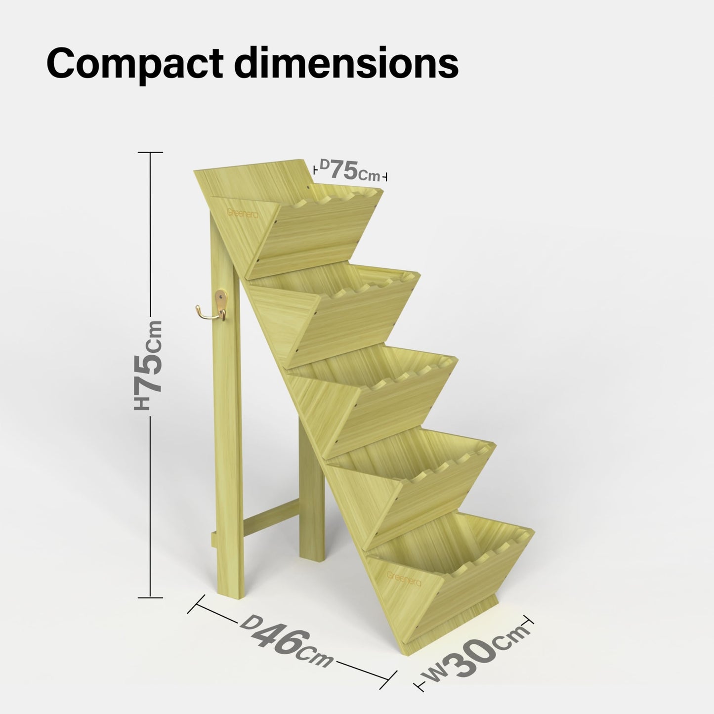Vivo Technologies 5 Tier Wooden Planter Garden Flower Herb Planter Box Wooden Decorative Planters for Outdoor Indoor, 75cm(H) x 45cm(D) x 30cm(L)
