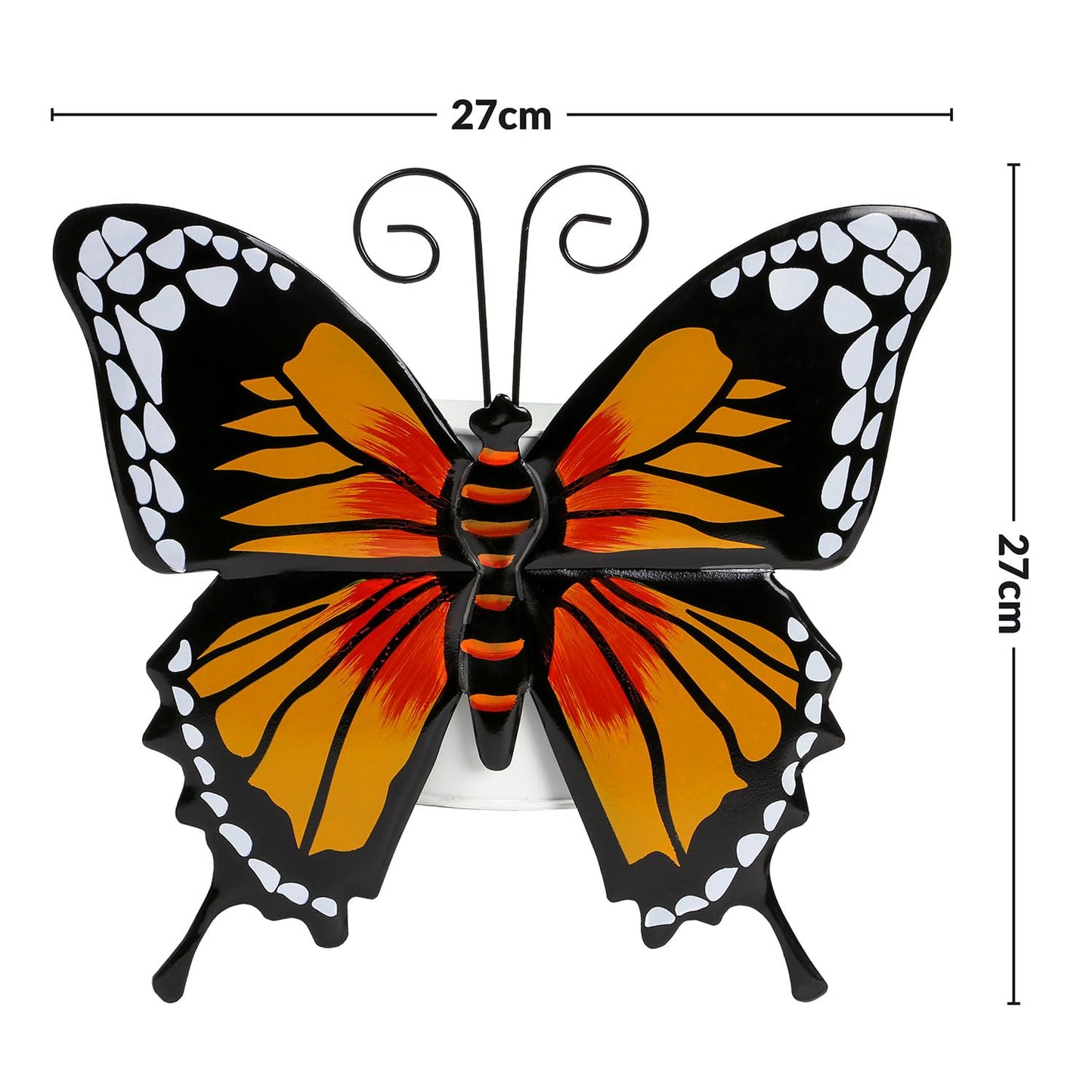 Taylor & Brown Set of 3 Metal Butterfly Wall Flower Pots Garden Ornaments Outdoor, Wall Art Big Butterfly Hanging Decorations for Outside Garden Shed Fence Yard, 27x27cm