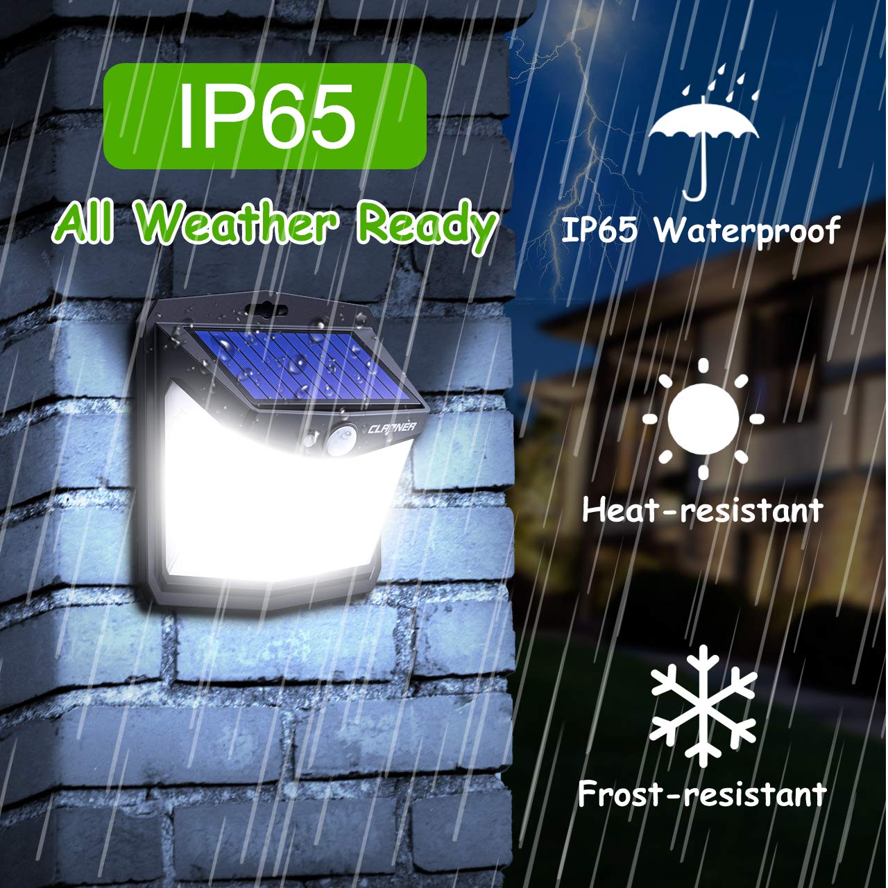 Solar Lights for Outdoor, Claoner 128 LED Motion Sensor Security Lights with 3 Lighting Modes IP65 Waterproof and Durable for Wall, 270° Angle for Yard Door Fence Pathway(4 Pack)