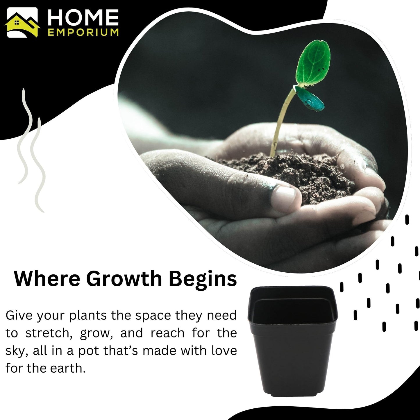 9cm Plastic Plant Pots Black Square (Pack of 50) – Ideal for Plants, Perennials, and Herbs (Pack of 50 Pots)