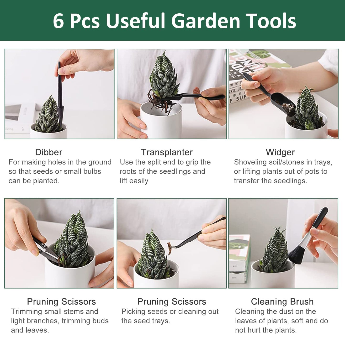 Verdenu Seed Trays, 6 PCS Propagator Kit with Heightened Lids, Seedling Starter Growing Trays with 6 Gardening Tools, and Adjustable Ventilation for Greenhouse Plant Germination