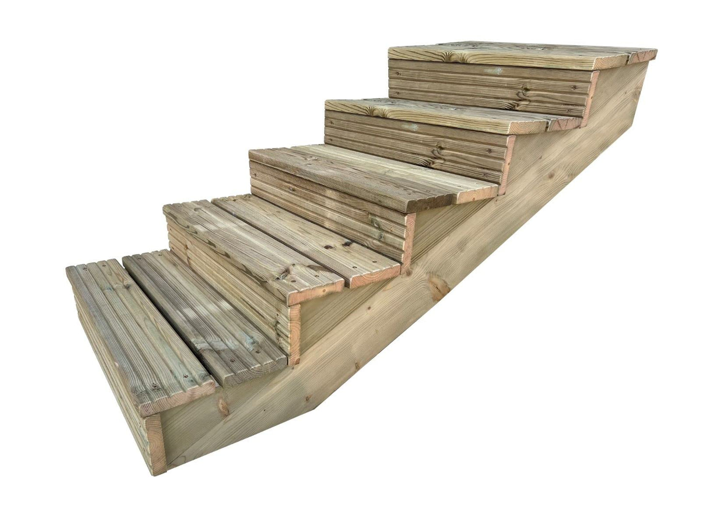 Arbor Garden Solutions decking step stringer kit, raised garden stairs (2 steps, 90cm width, rustic brown finish)