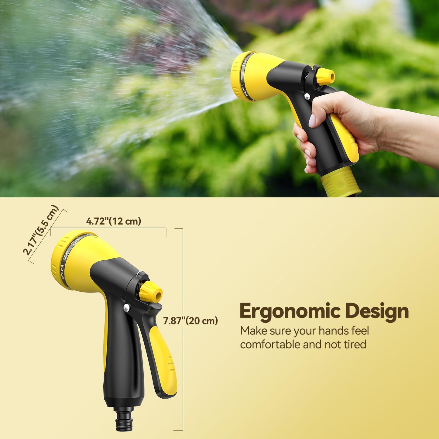 VOXON Hose Pipe Spray Gun with 8 Adjustable Patterns, Garden Hose Spray Gun High Pressure Hose Gun Perfect for Car, Pet Washing, Cleaning and Garden Watering