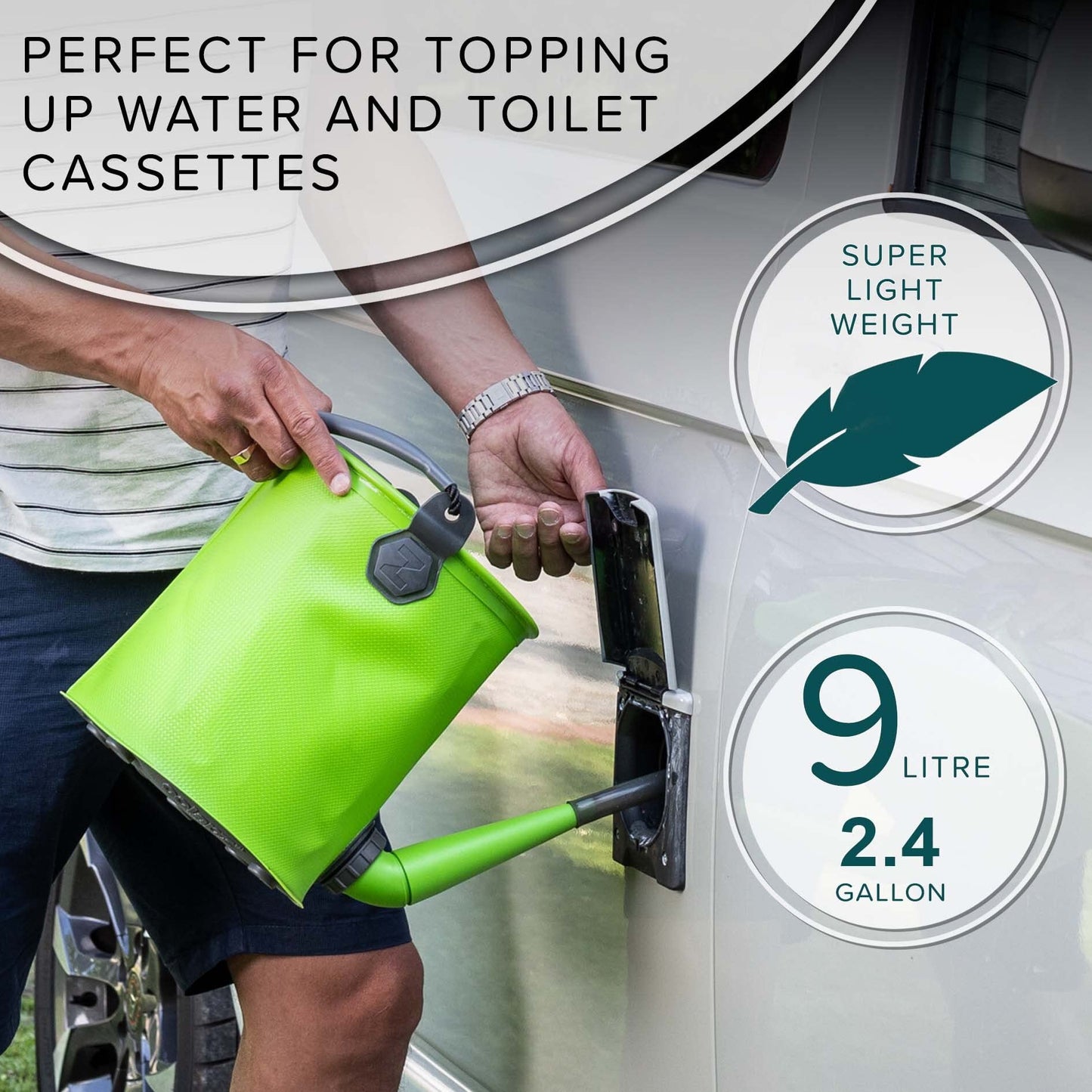 Colapz 7L Premium Collapsible Outdoor Watering Can - Convertible to 9L Collapsible Bucket - Top Up Water Tanks with Ease - BPA Free Portable Caravan & Motorhome Accessories Collapsible Watering Can UK